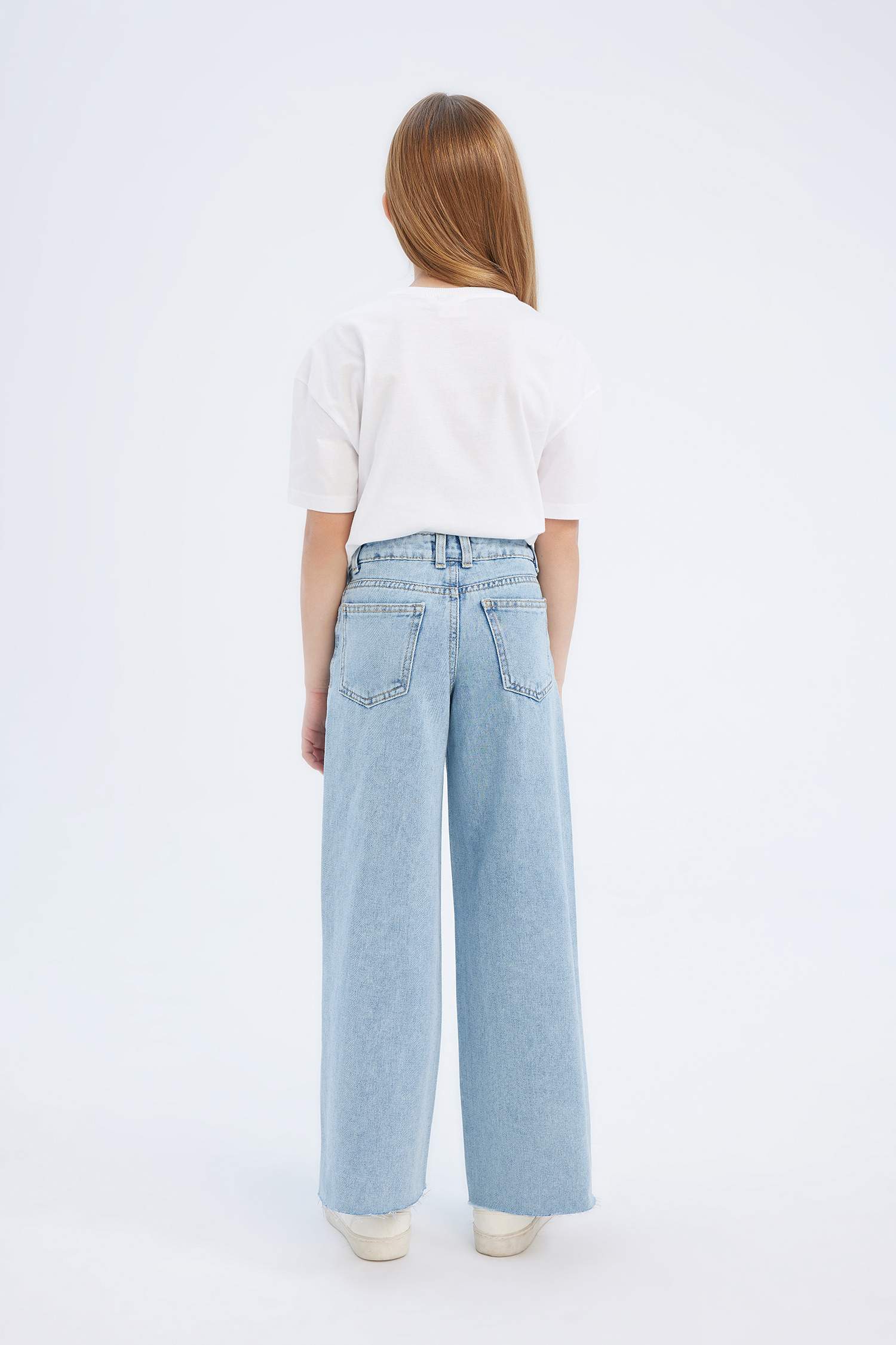 سروال جينز بنات واسع