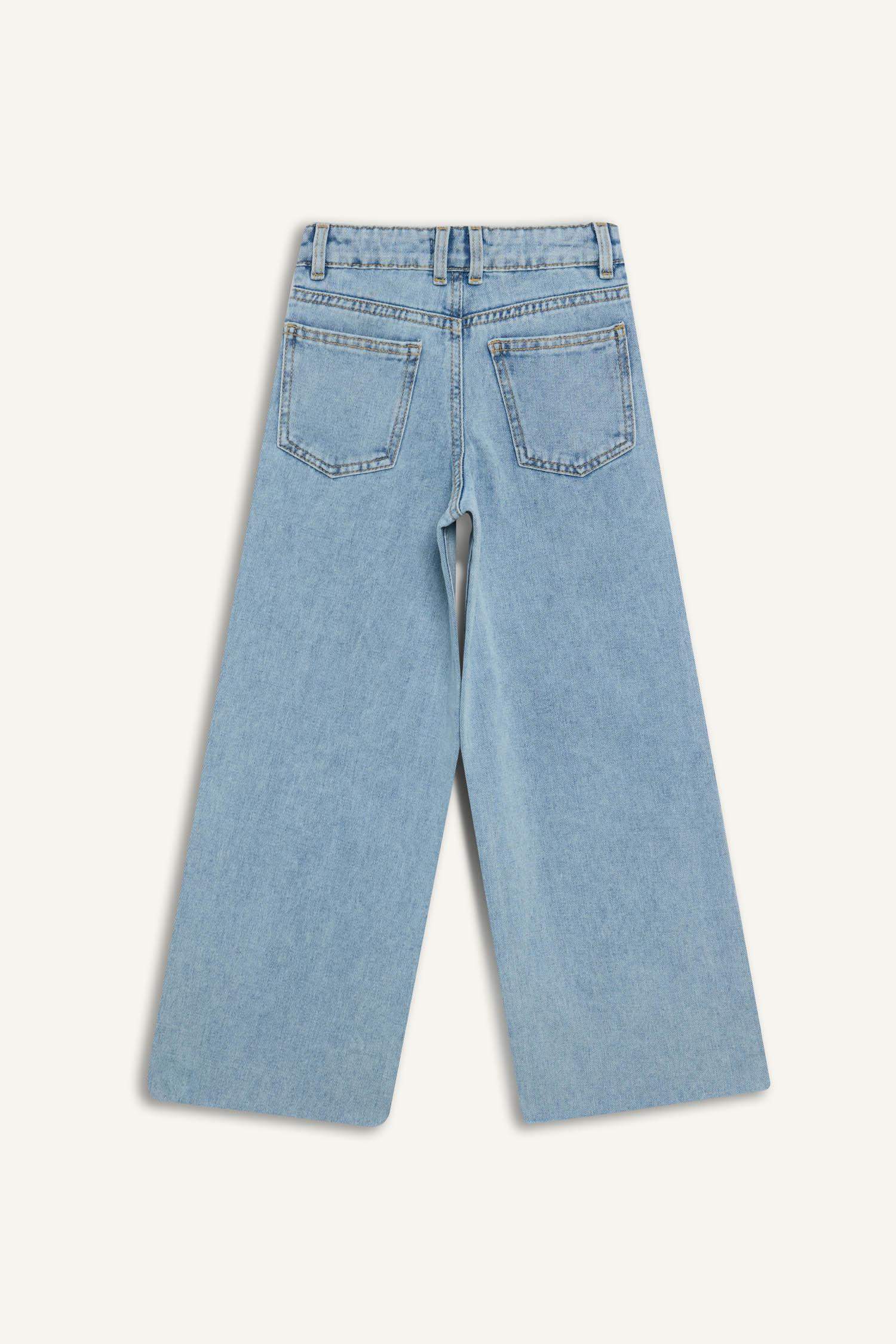 سروال جينز بنات واسع