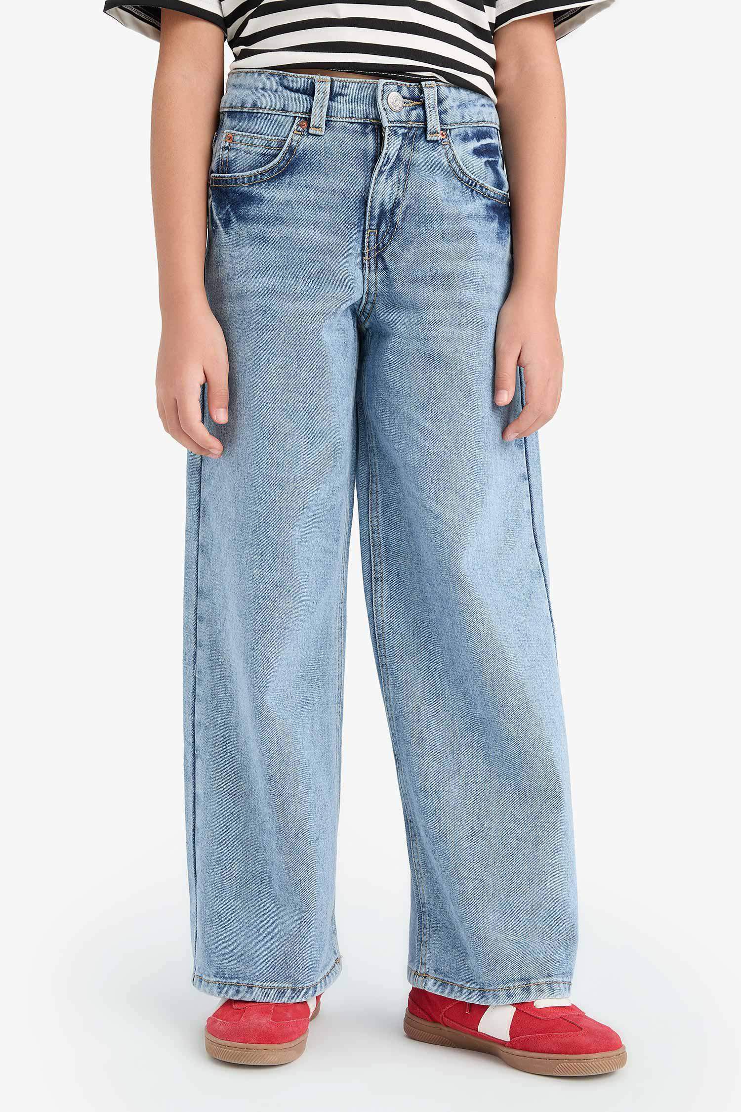 Kız Çocuk Wide Leg Geniş Paça Jean Pantolon