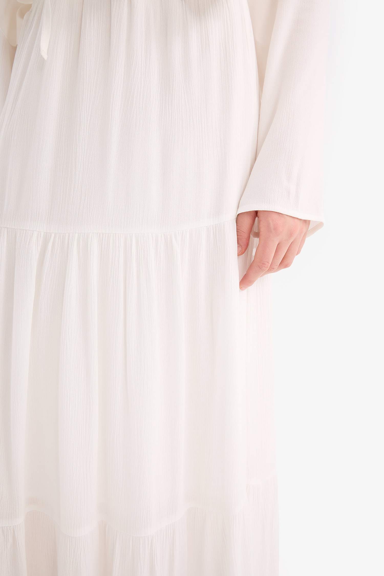 Юбка макси А-силуэта с нормальной талией, с хлопковой подкладкой, из жатого вискозного материала