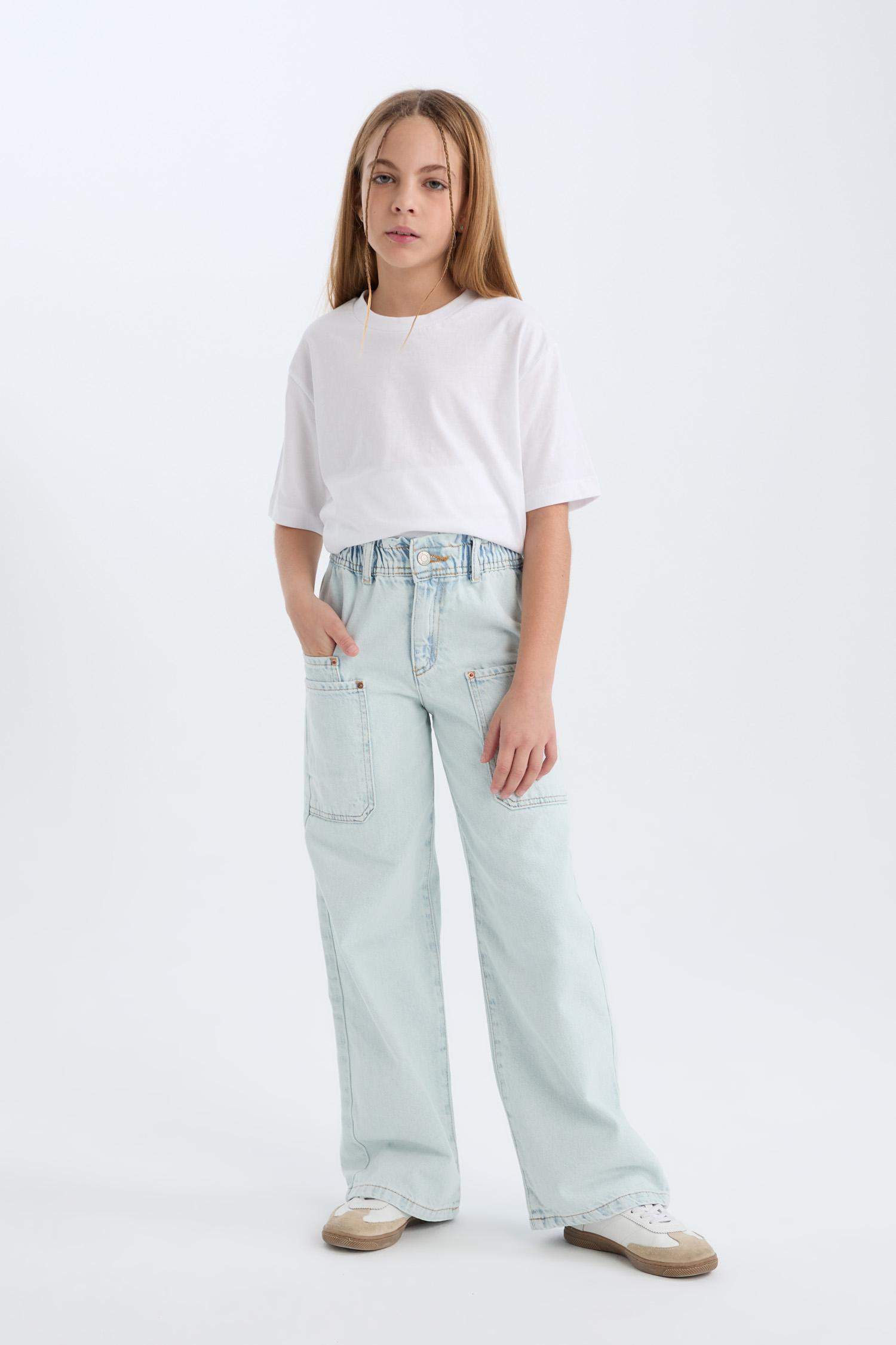 Pantalon cargo en coton à jambes larges pour fille