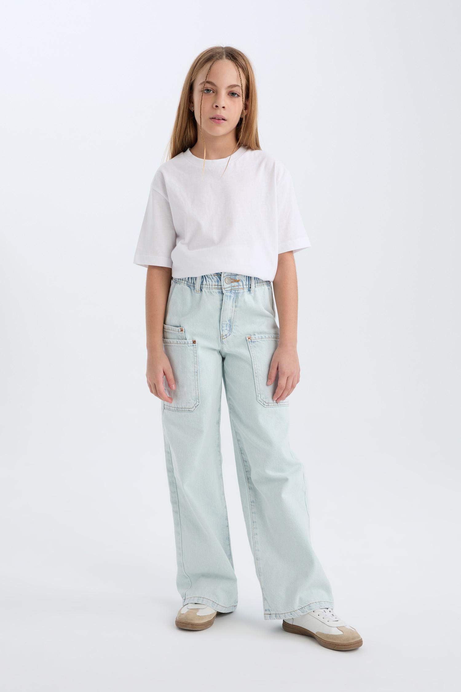 Pantalon cargo en coton à jambes larges pour fille