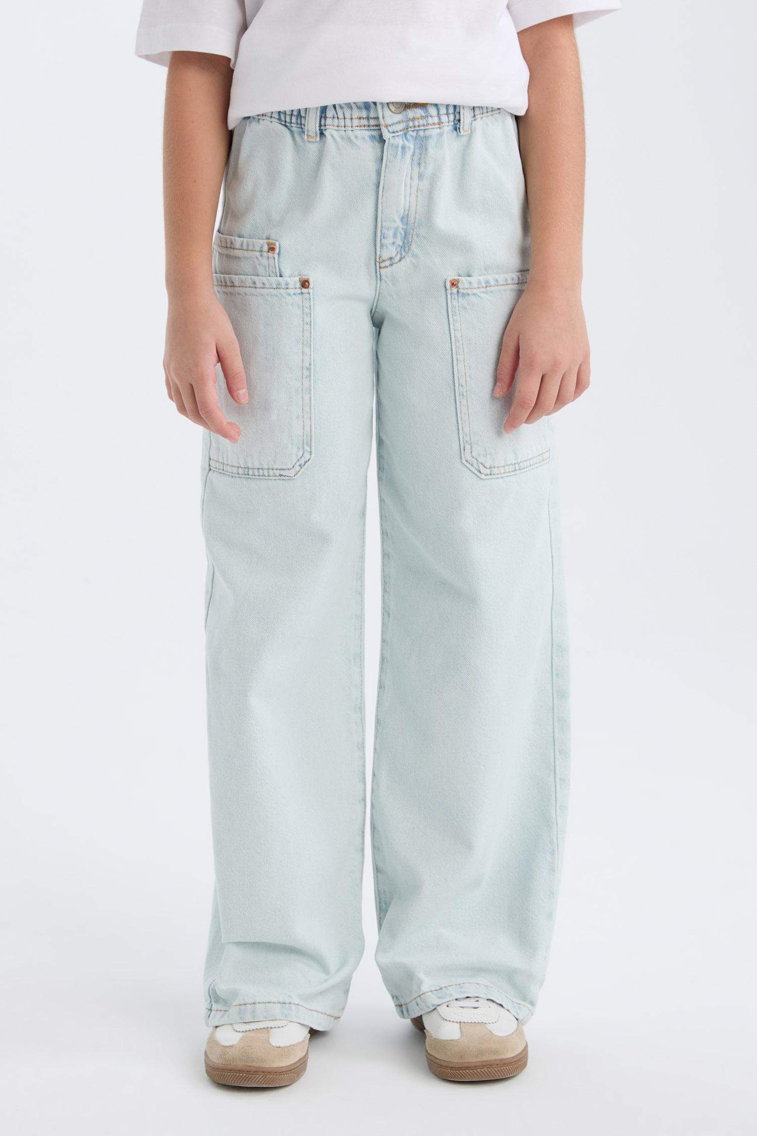 Pantalon cargo en coton à jambes larges pour fille