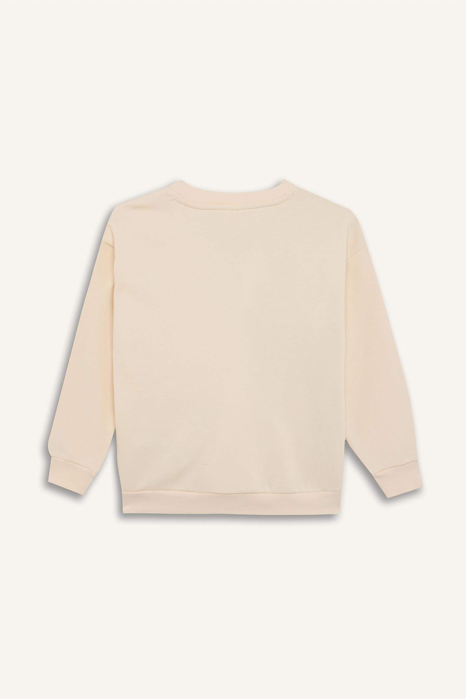 Erkek Çocuk Oversize Geniş Kalıp Bisiklet Yaka Baskılı Sweatshirt