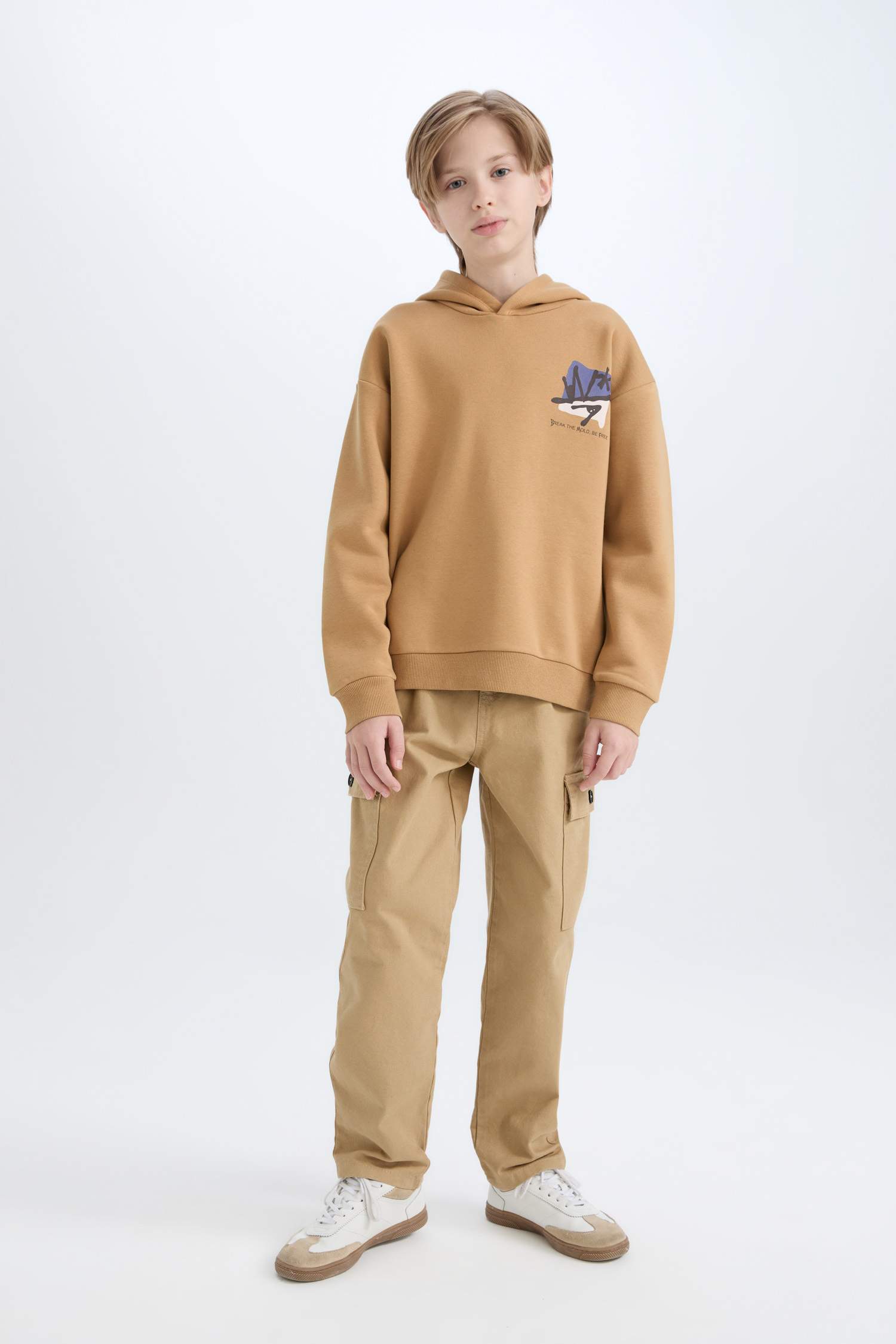 Erkek Çocuk Oversize Geniş Kalıp Kapüşonlu Sırt Baskılı Sweatshirt