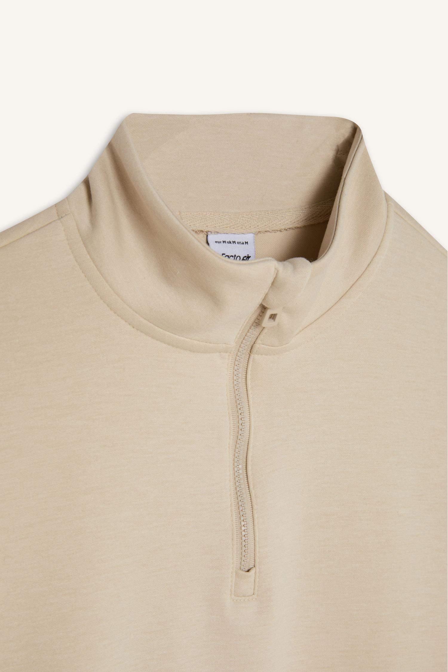 Standart Fit Yarım Fermuarlı Skuba Dalgıç Kumaş Sporcu Sweatshirt