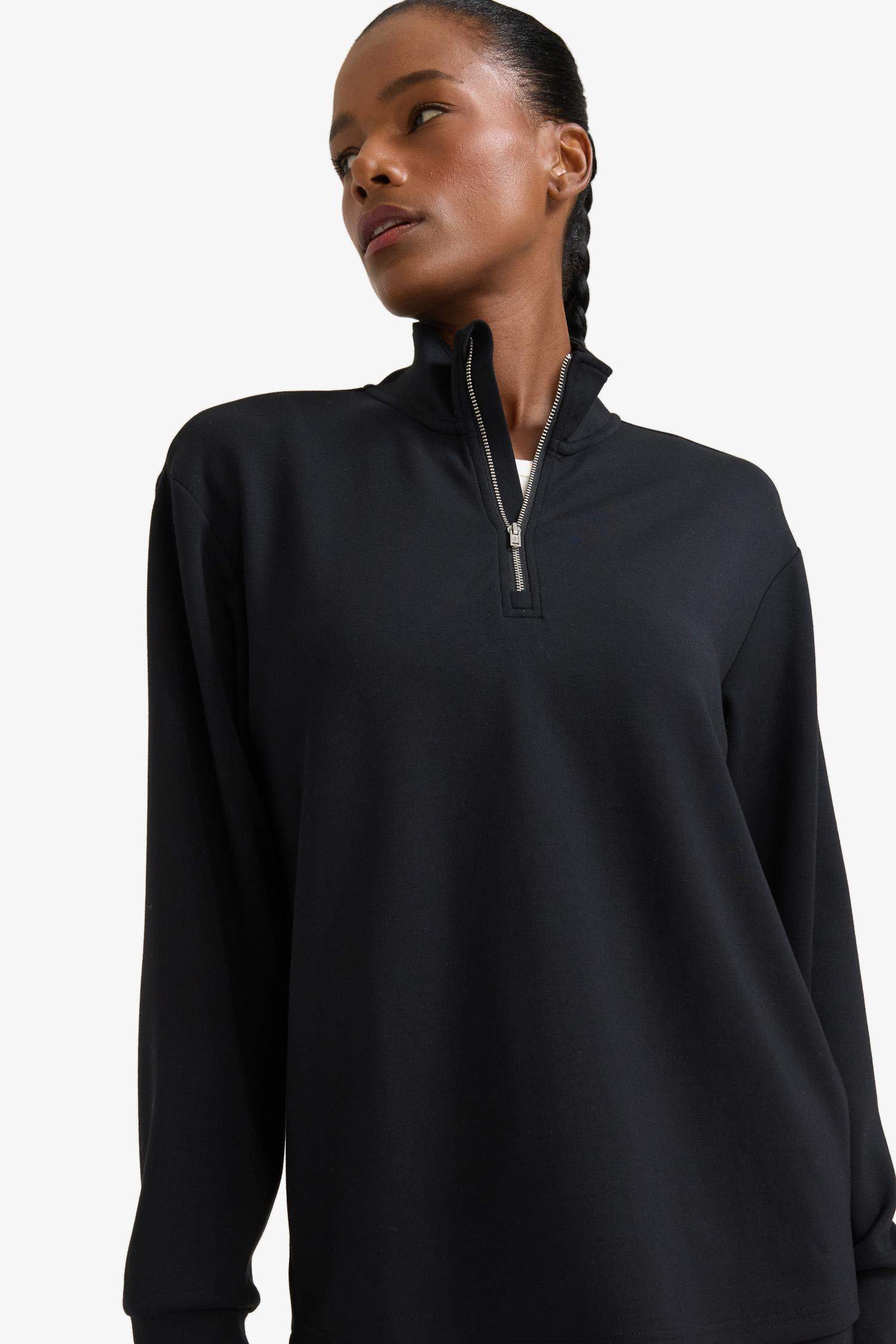 DeFactoFit Oversize Geniş Kalıp Yarım Fermuarlı Dik Yaka Modal Sweatshirt