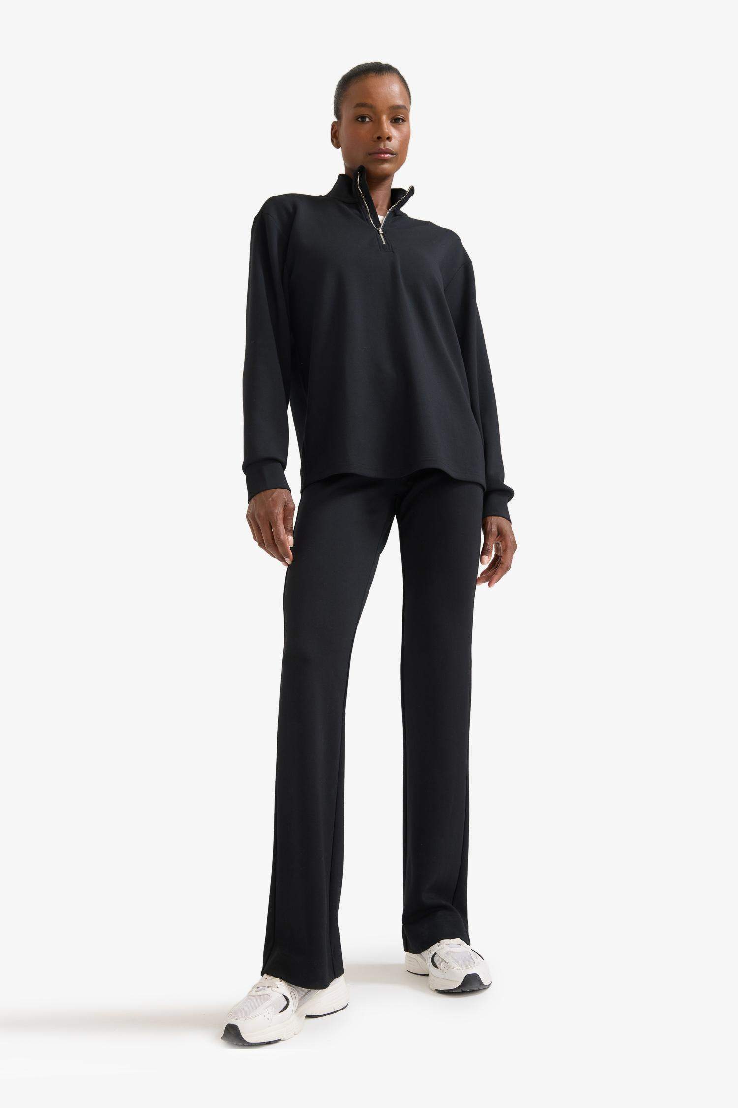 DeFactoFit Oversize Geniş Kalıp Yarım Fermuarlı Dik Yaka Modal Sweatshirt