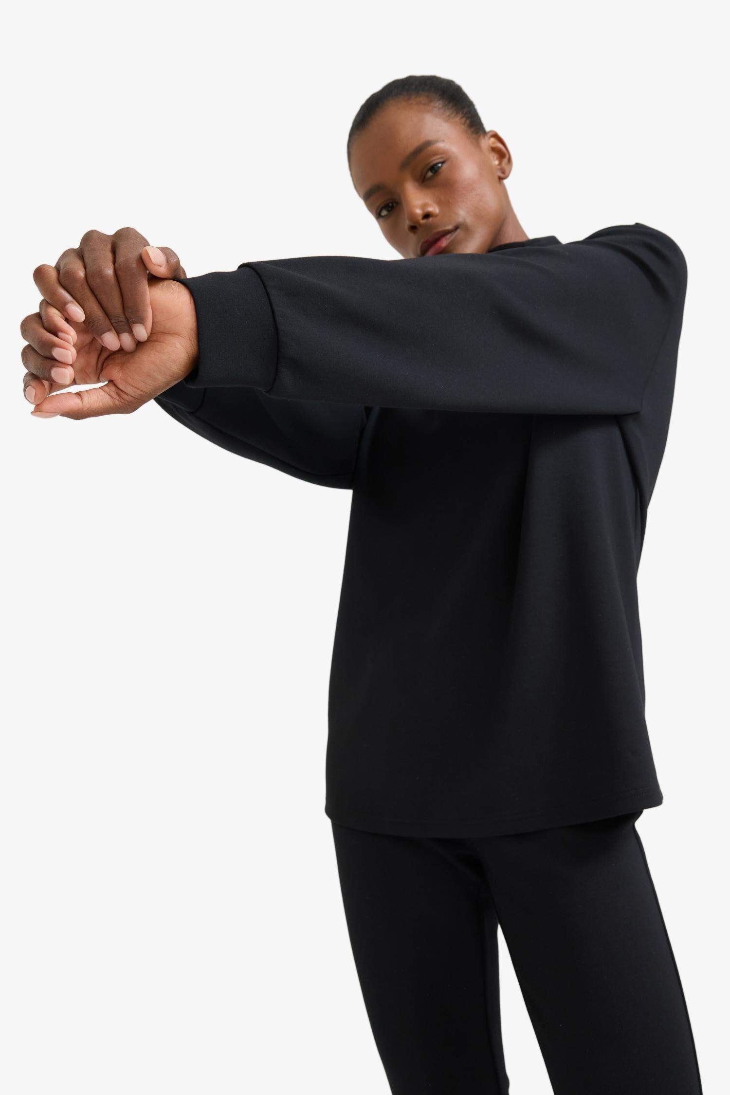 DeFactoFit Oversize Geniş Kalıp Yarım Fermuarlı Dik Yaka Modal Sweatshirt