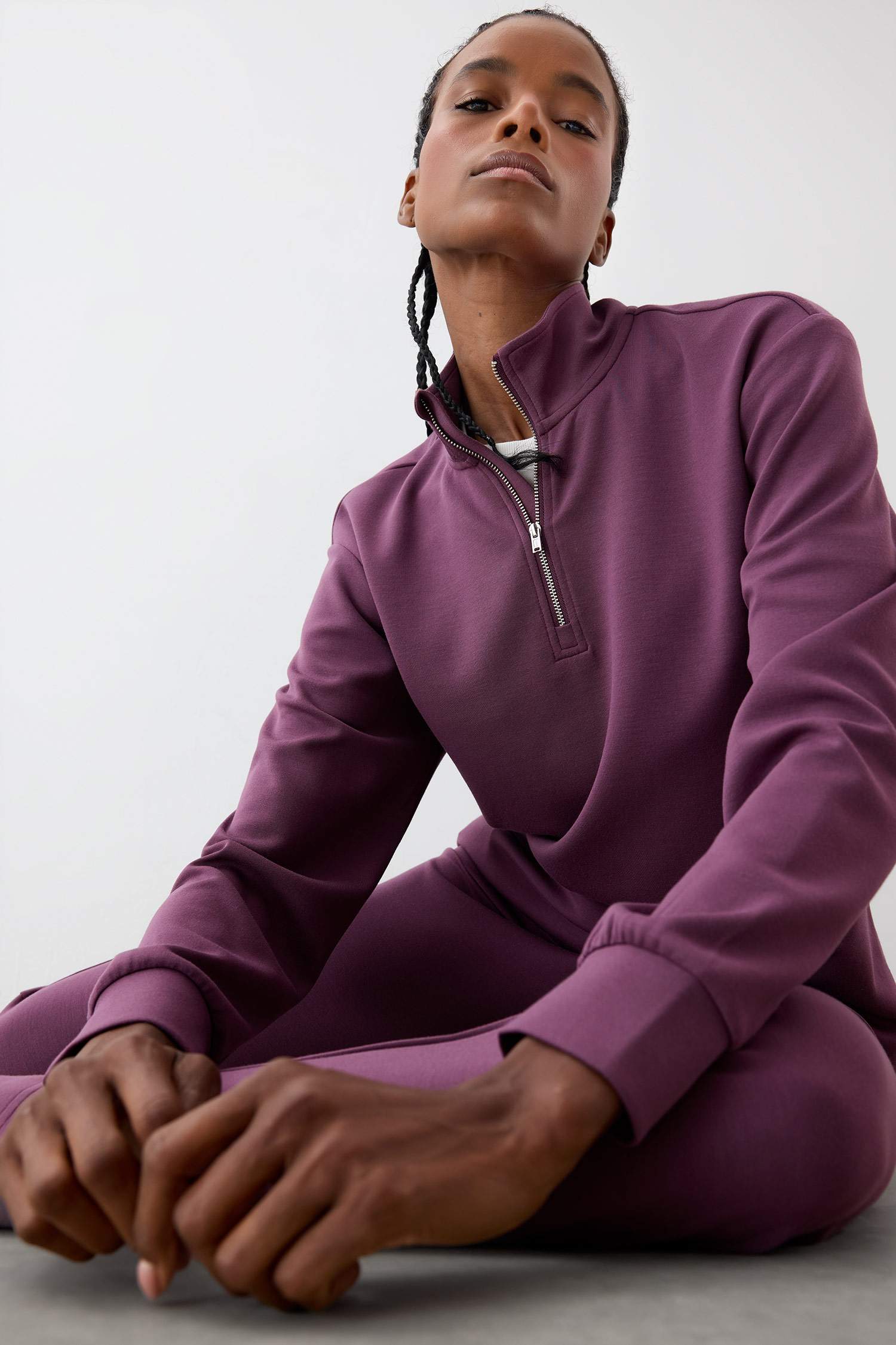 DeFactoFit Oversize Geniş Kalıp Yarım Fermuarlı Dik Yaka Modal Sweatshirt