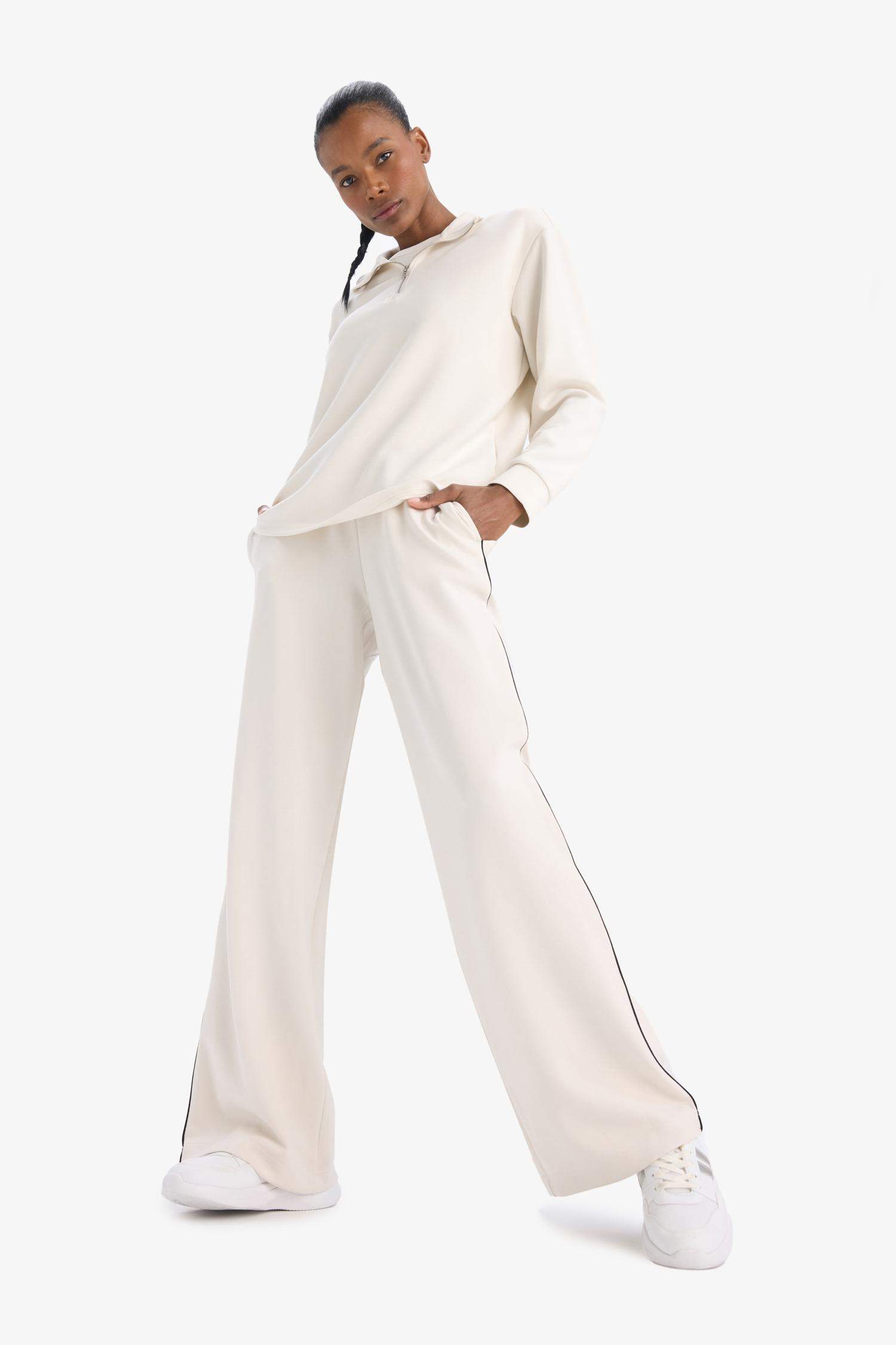 Oversize Geniş Kalıp Yarım Fermuarlı Dik Yaka Modal Sweatshirt