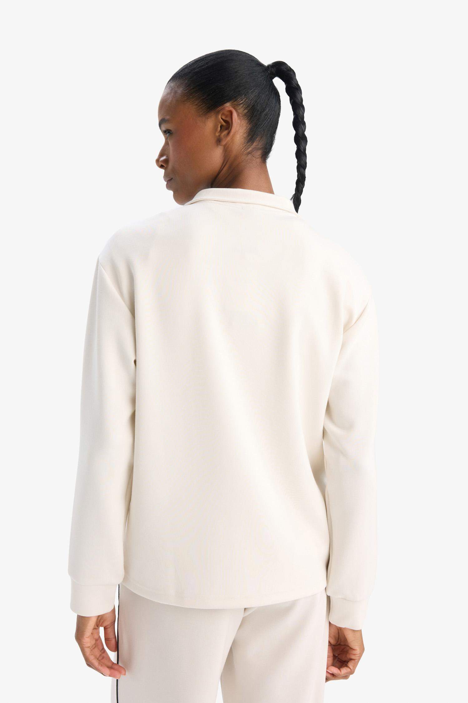 Oversize Geniş Kalıp Yarım Fermuarlı Dik Yaka Modal Sweatshirt