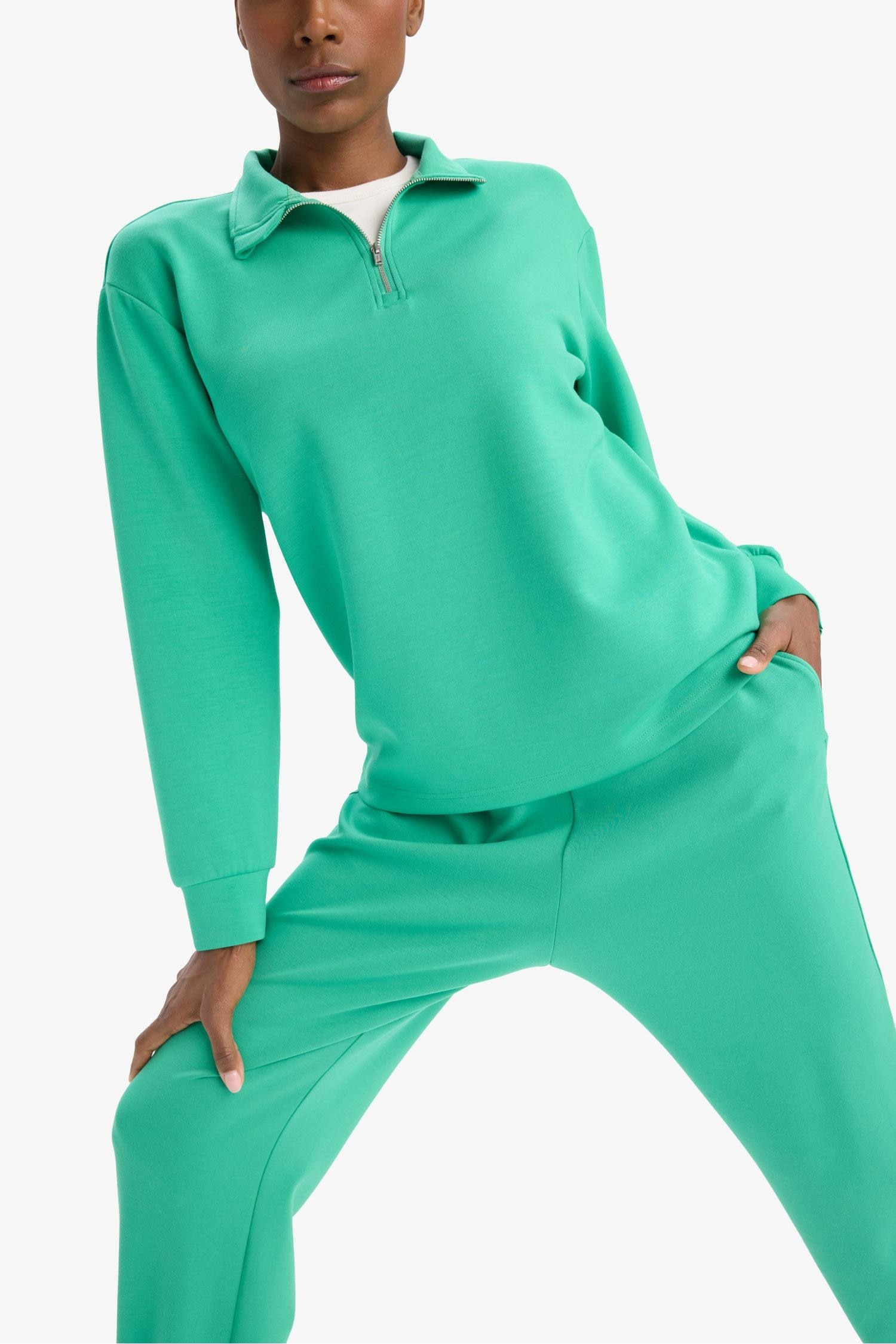 DeFactoFit Oversize Geniş Kalıp Yarım Fermuarlı Dik Yaka Modal Sweatshirt