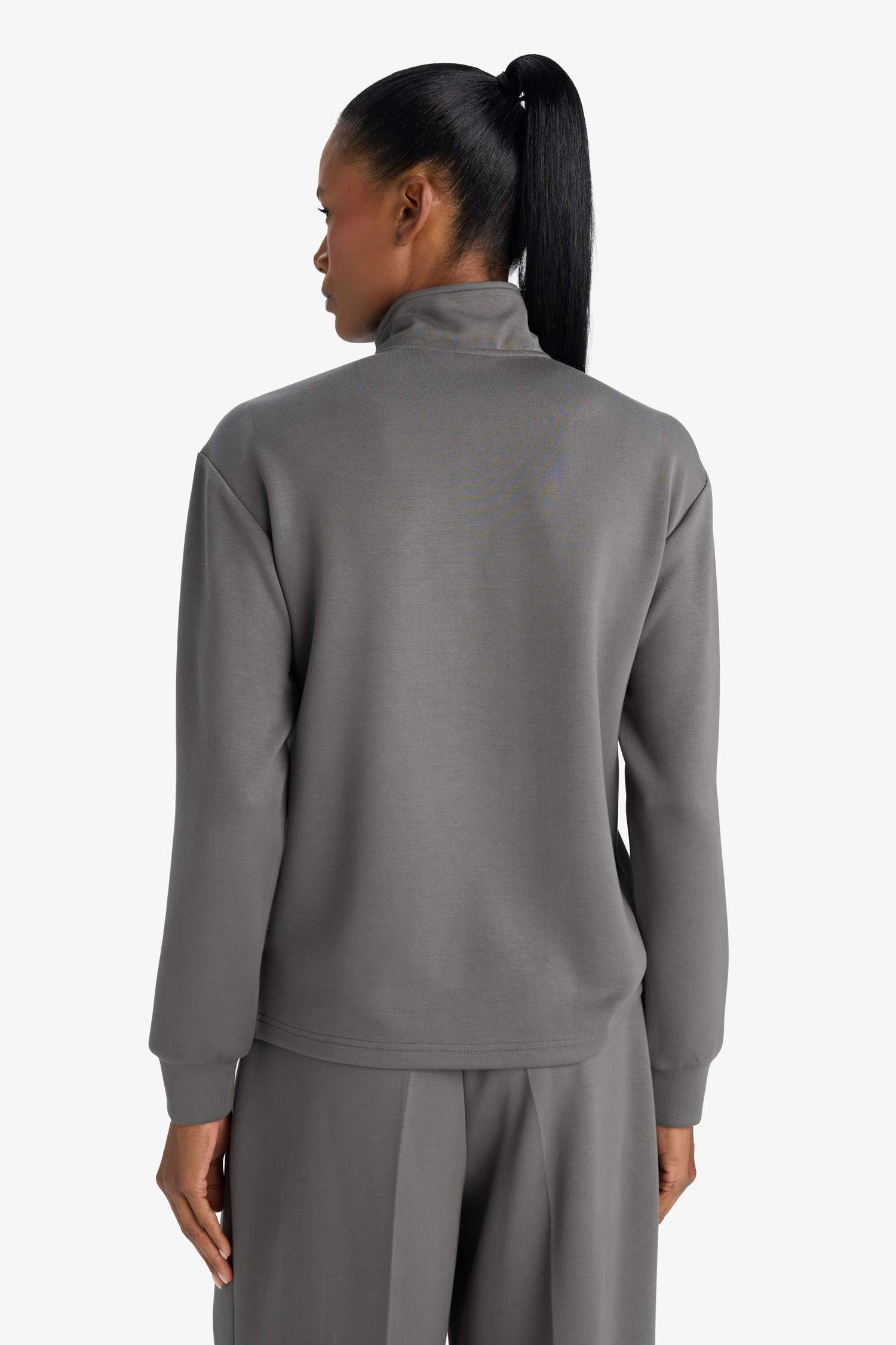 Oversize Geniş Kalıp Yarım Fermuarlı Modal Sporcu Sweatshirt