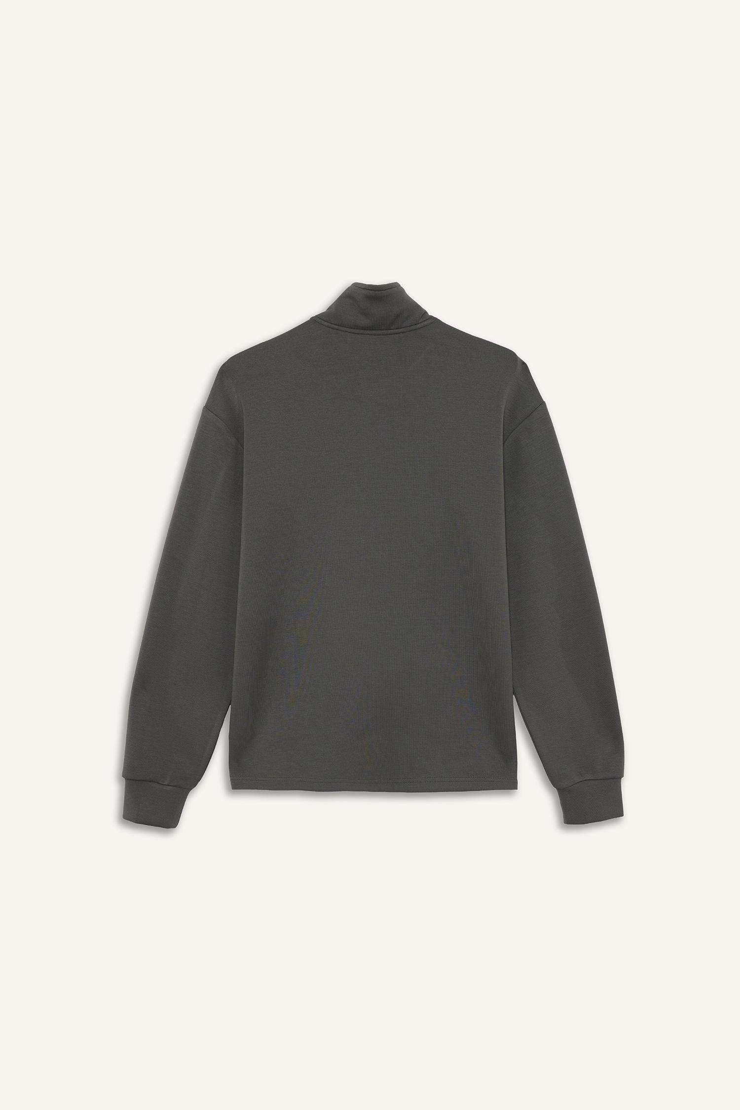 Oversize Geniş Kalıp Yarım Fermuarlı Modal Sporcu Sweatshirt