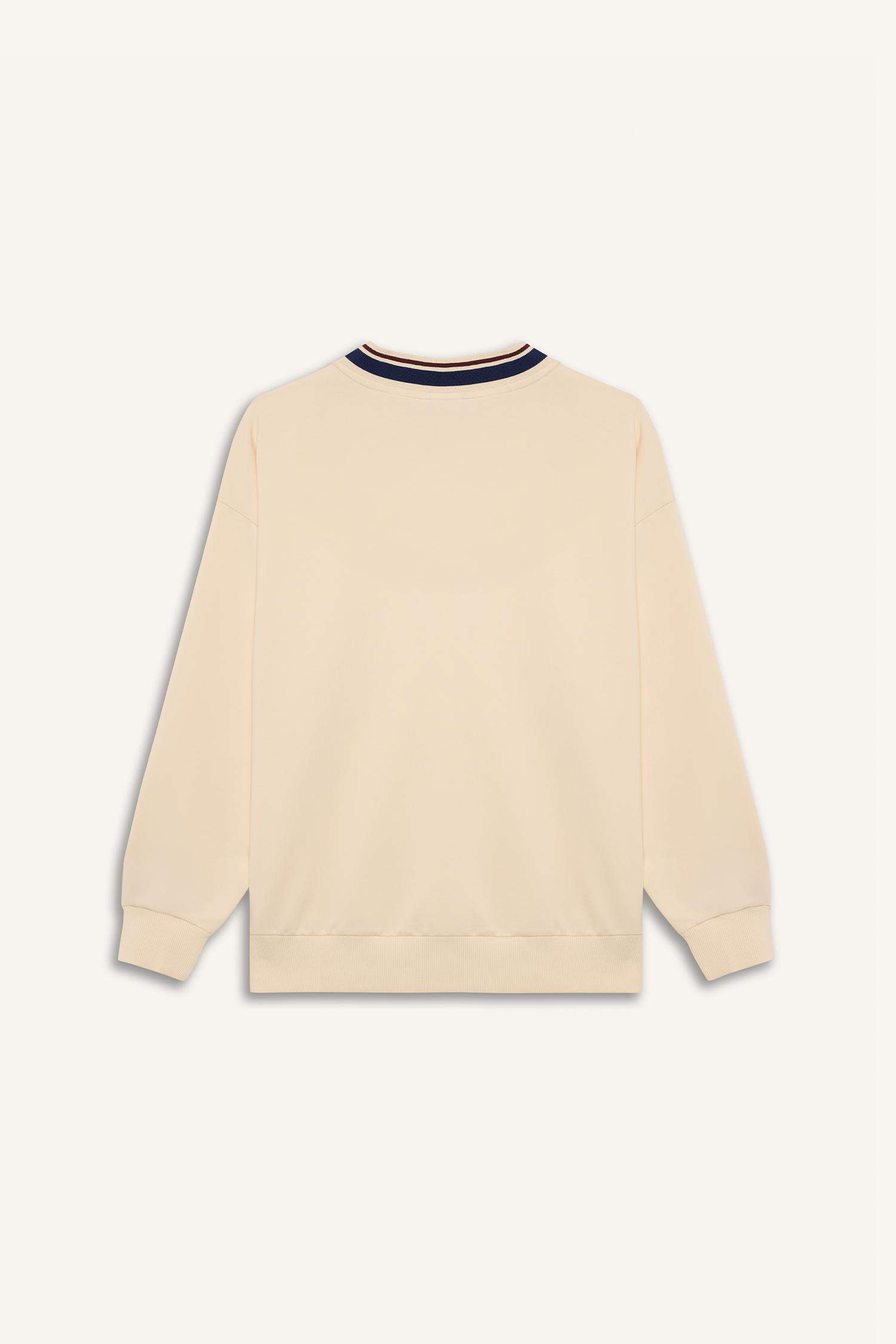 DeFactoFit Oversize Geniş Kalıp V Yaka Baskılı Sporcu Sweatshirt