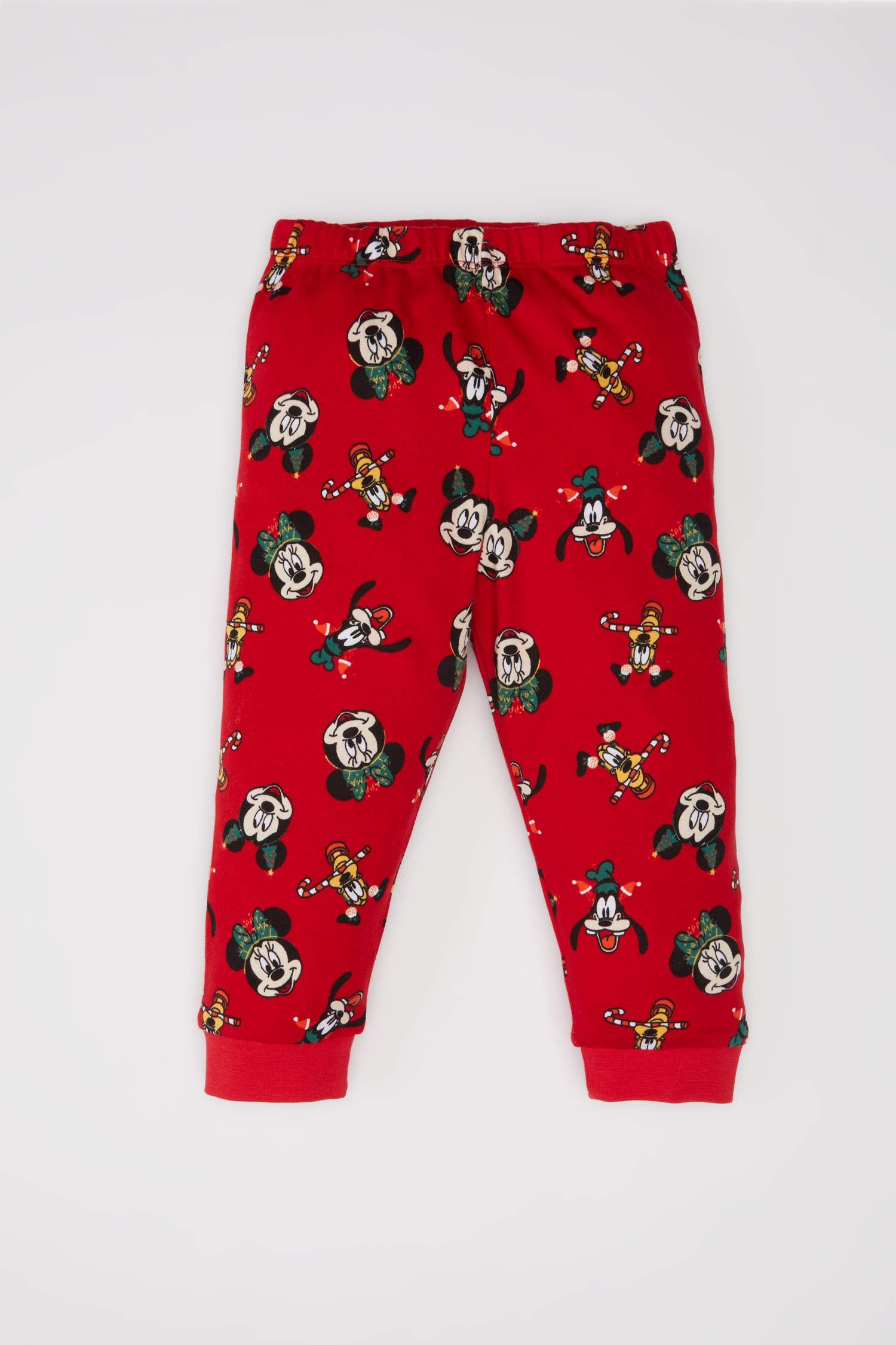 Erkek Bebek Disney Mickey & Minnie Yılbaşı Temalı Pijama Takımı Uzun Kollu Üst Beli Lastikli Uzun Alt