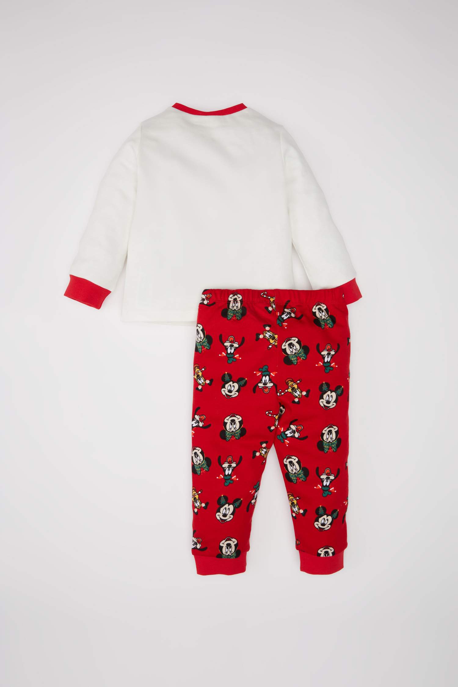 Erkek Bebek Disney Mickey & Minnie Yılbaşı Temalı Pijama Takımı Uzun Kollu Üst Beli Lastikli Uzun Alt