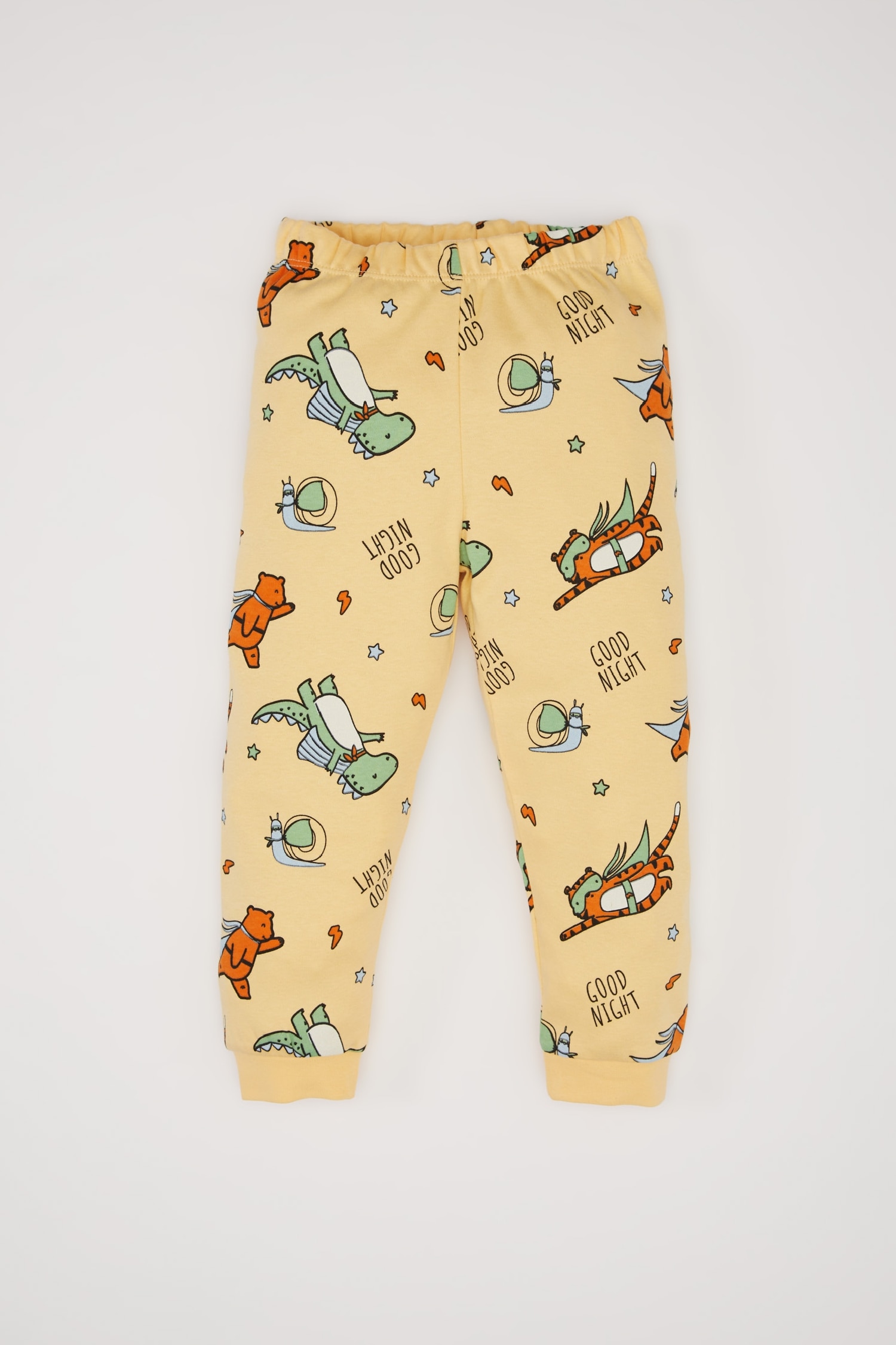 Erkek Bebek Pijama Takımı Dinozor Baskılı Uzun Kollu Üst Beli Lastikli Uzun Alt
