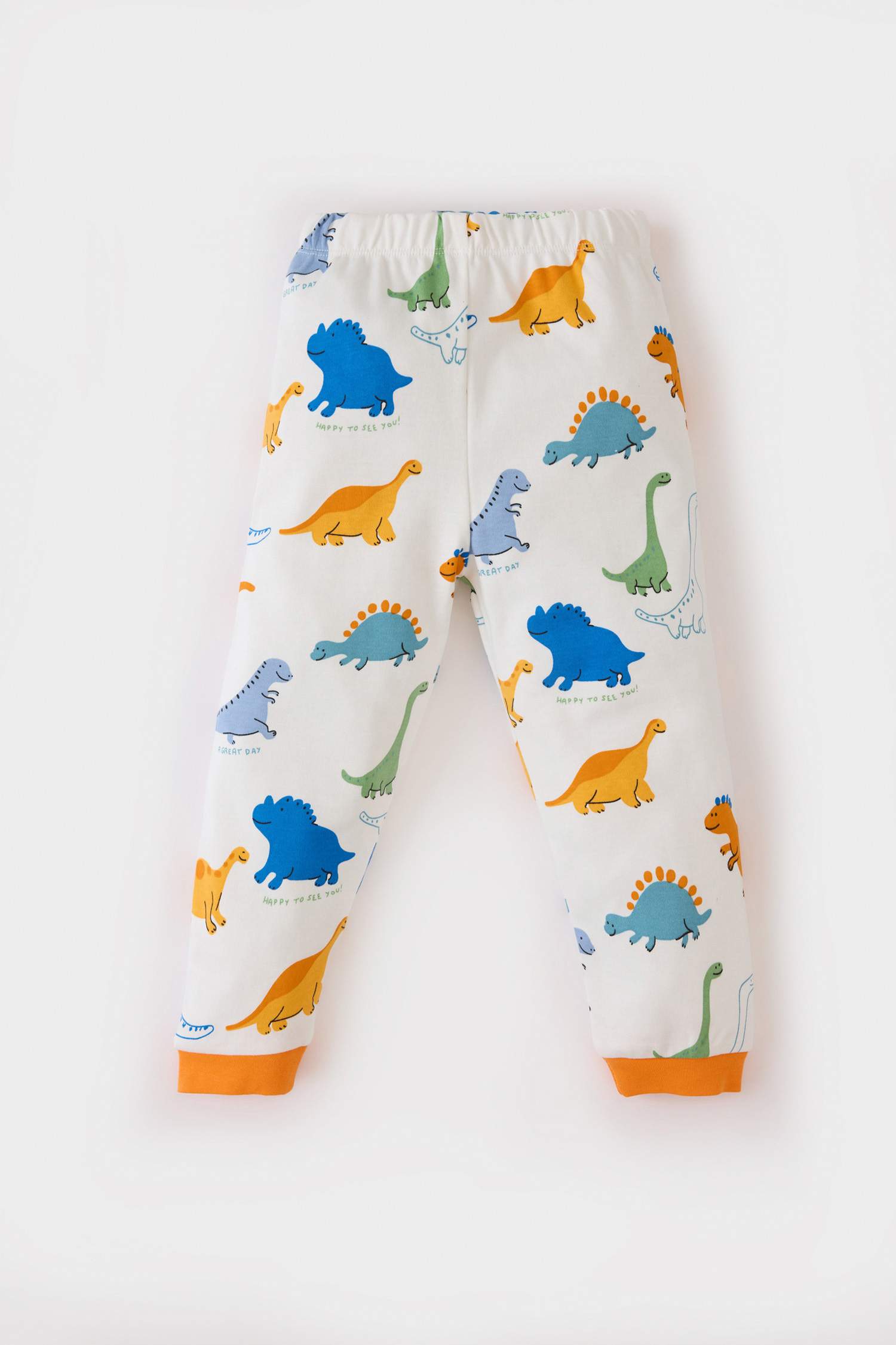 Erkek Bebek Pijama Takımı Dinozor Baskılı Uzun Kollu Üst Beli Lastikli Uzun Alt