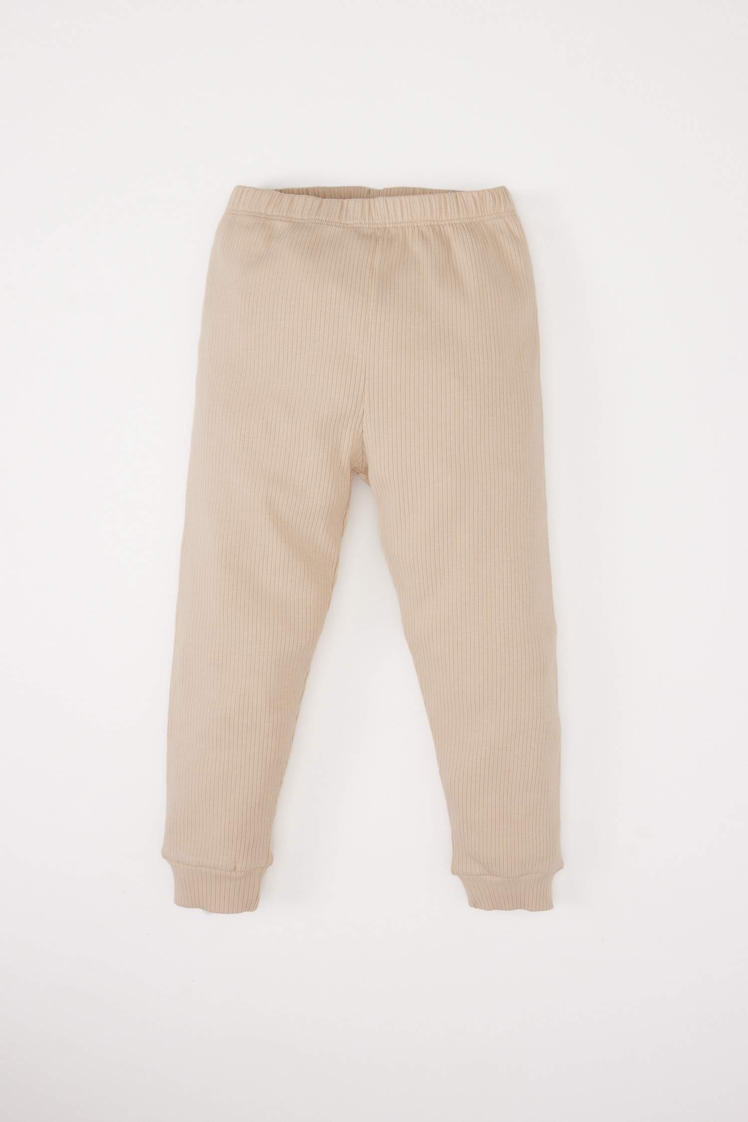 Erkek Bebek Pijama Takımı Fitilli Kaşkorse Basic Düz Uzun Kollu Üst Beli Lastikli Uzun Alt