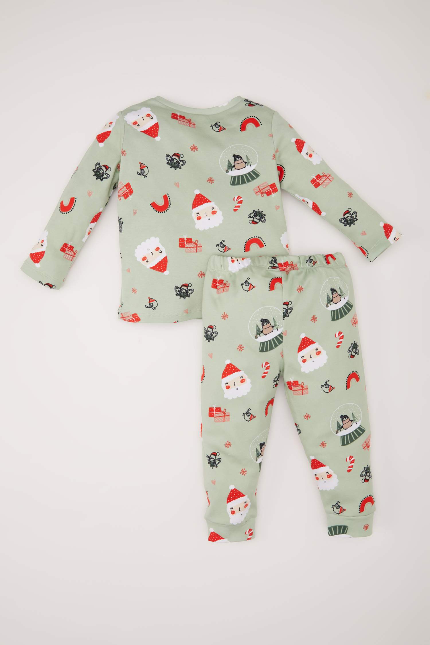 Kız Bebek Yılbaşı Temalı Pijama Takımı Uzun Kollu Üst Beli Lastikli Alt
