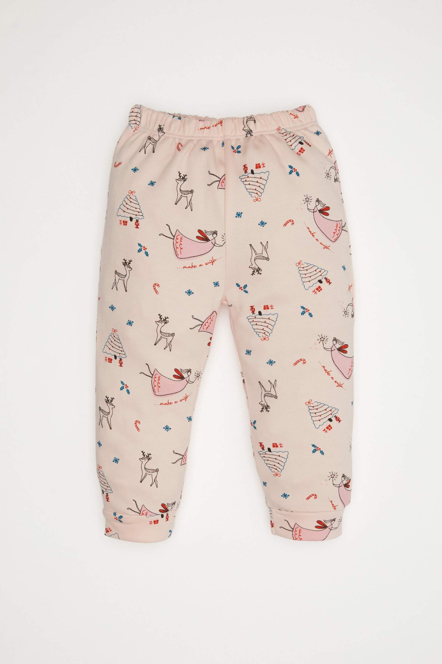 Baby Girl New Year Printed Top Bottom 2 Piece Pajama Set