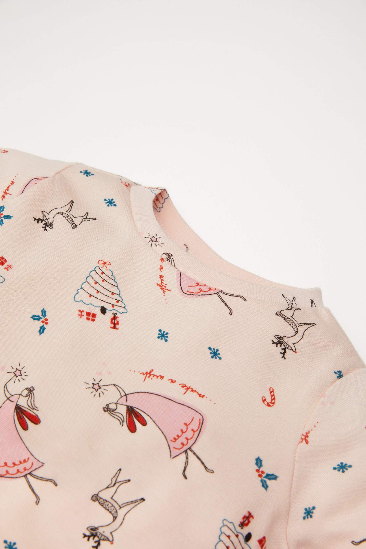 Baby Girl New Year Printed Top Bottom 2 Piece Pajama Set