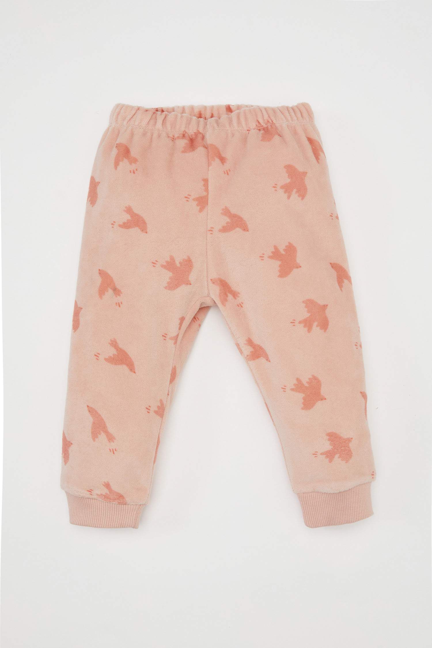 Baby Girl Patterned Velour Top Bottom 2 Piece Pajama Set