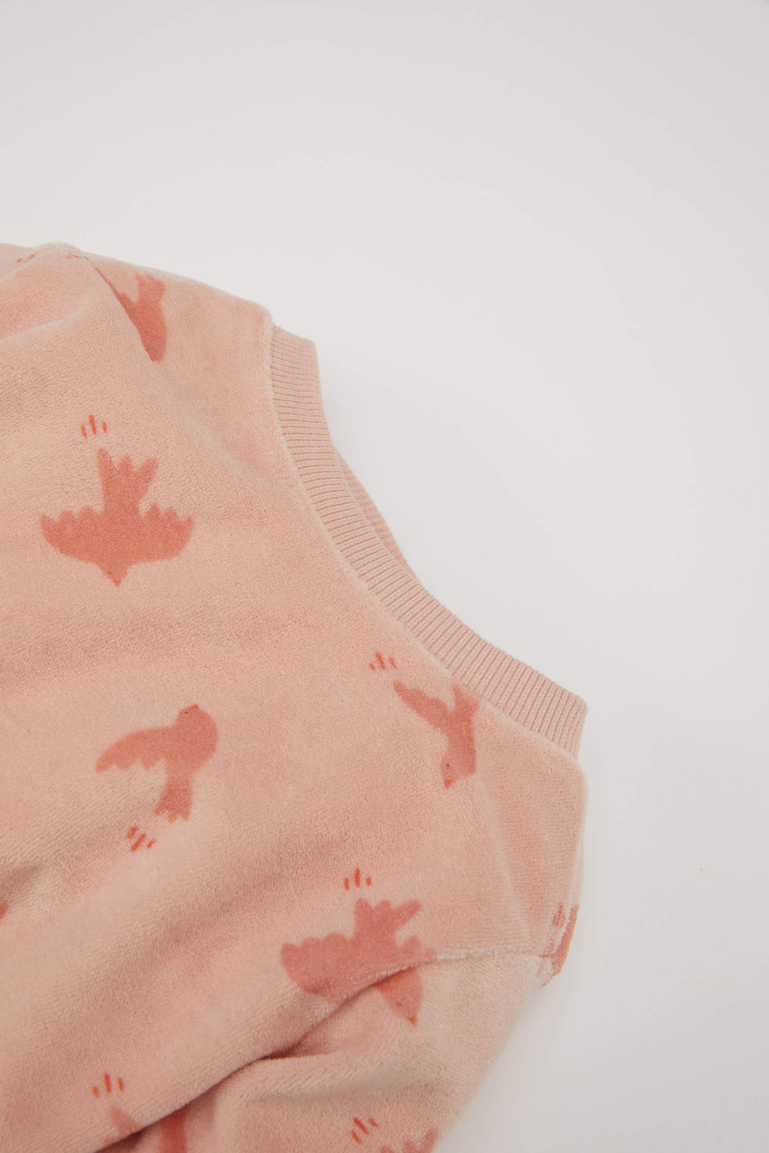 Baby Girl Patterned Velour Top Bottom 2 Piece Pajama Set