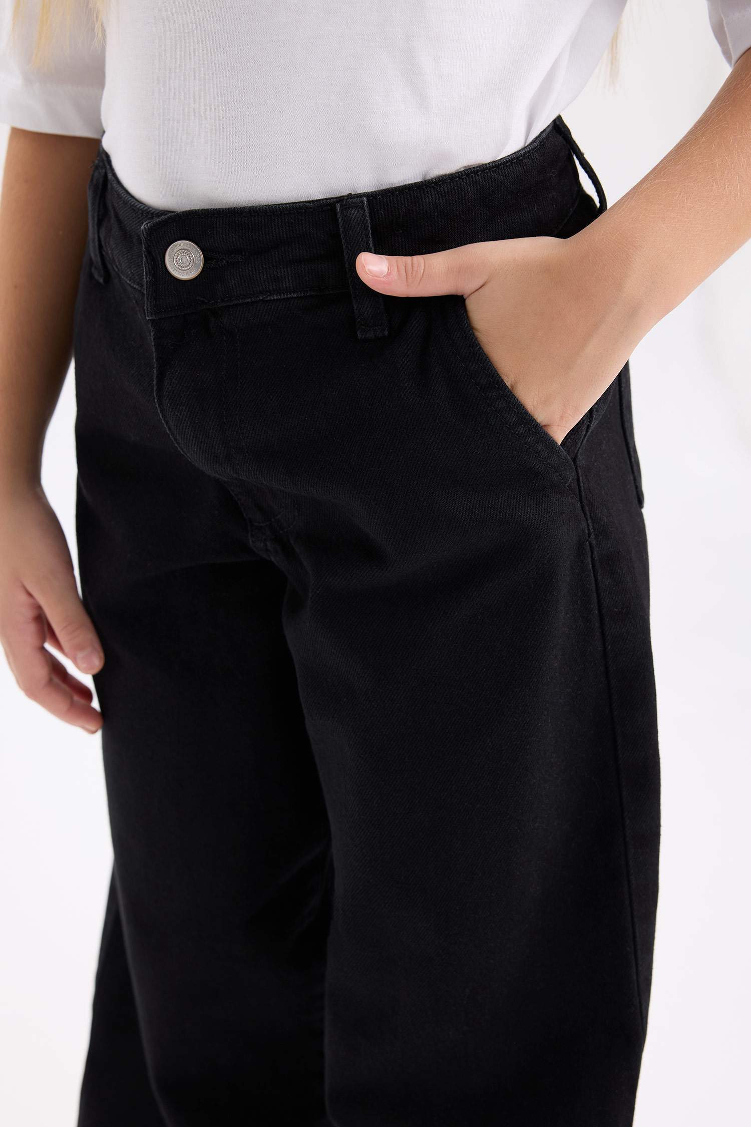 Kız Çocuk Wide Baggy Fit Geniş Bol Paça Jean Pantolon