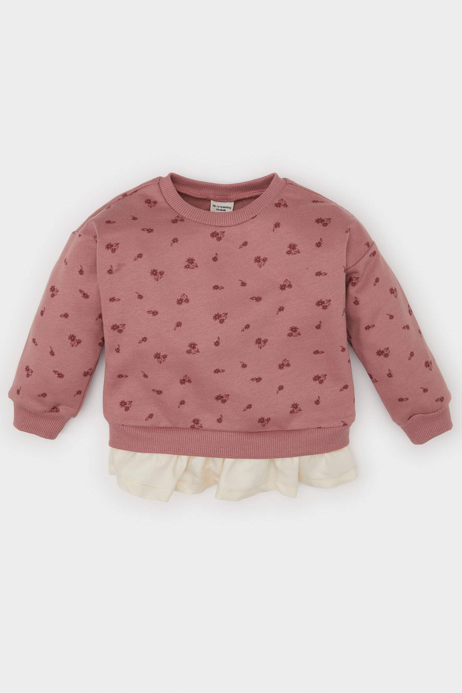 Sweatshirt à col rond avec motif fleuri pour bébé fille