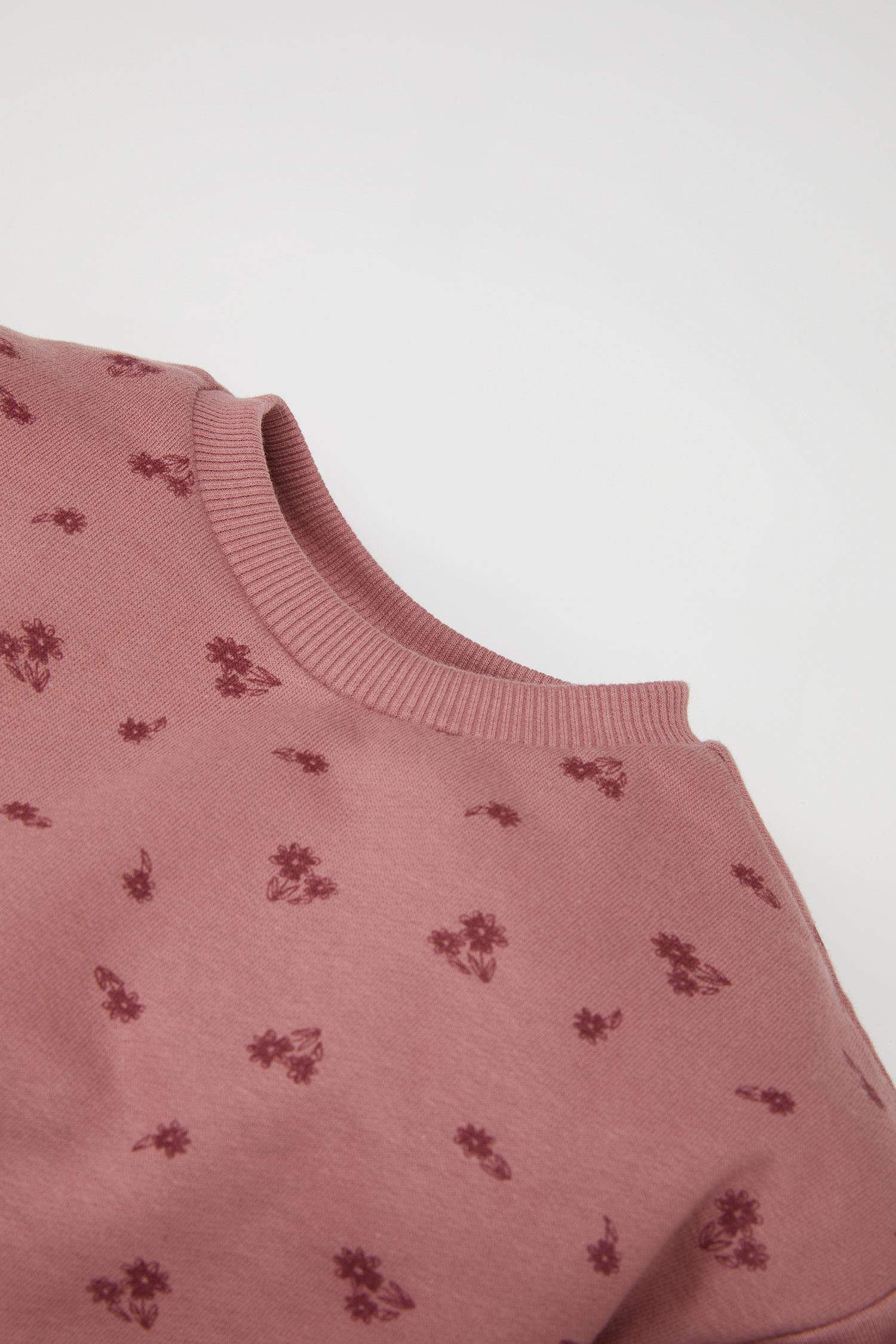 Sweatshirt à col rond avec motif fleuri pour bébé fille