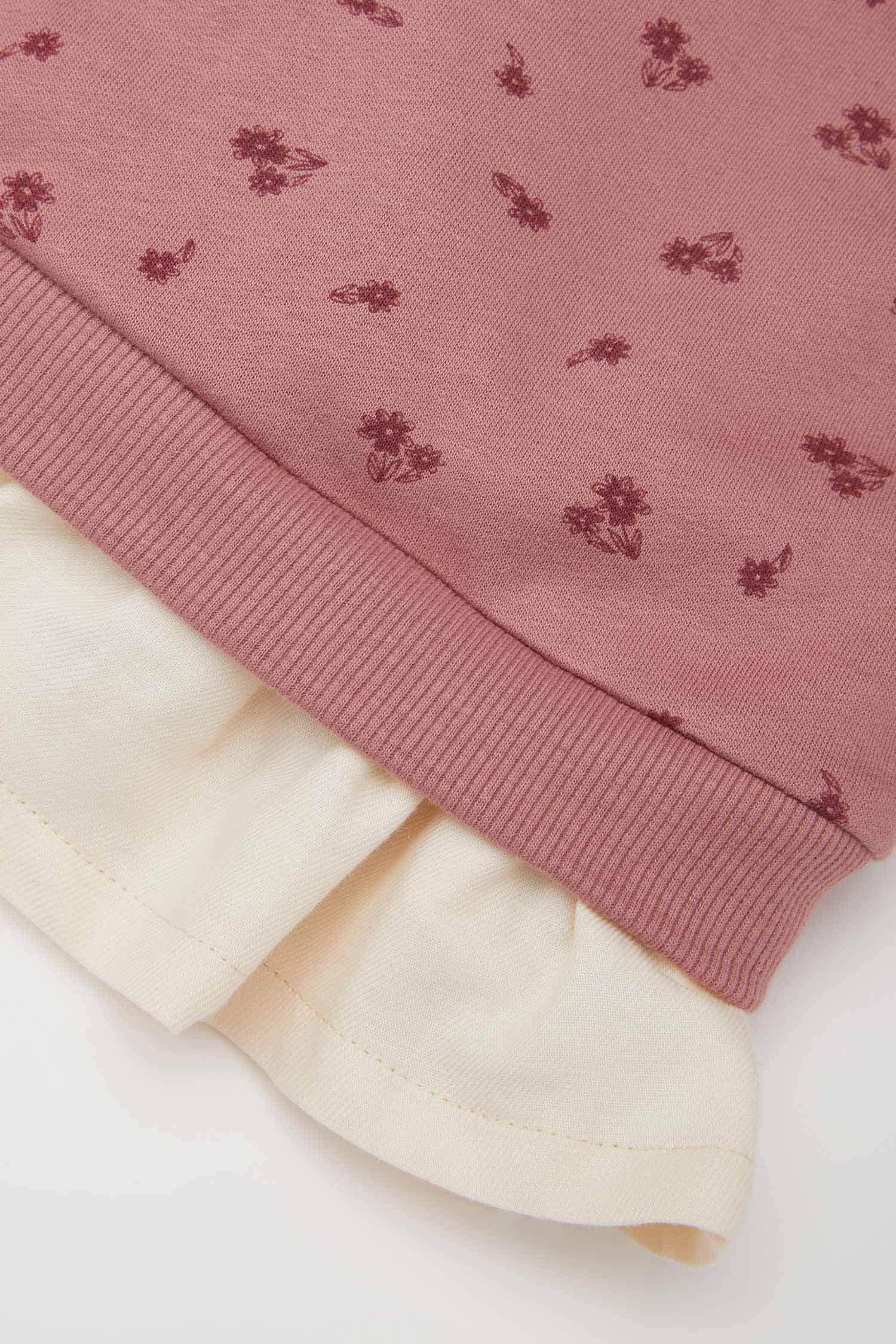 Sweatshirt à col rond avec motif fleuri pour bébé fille