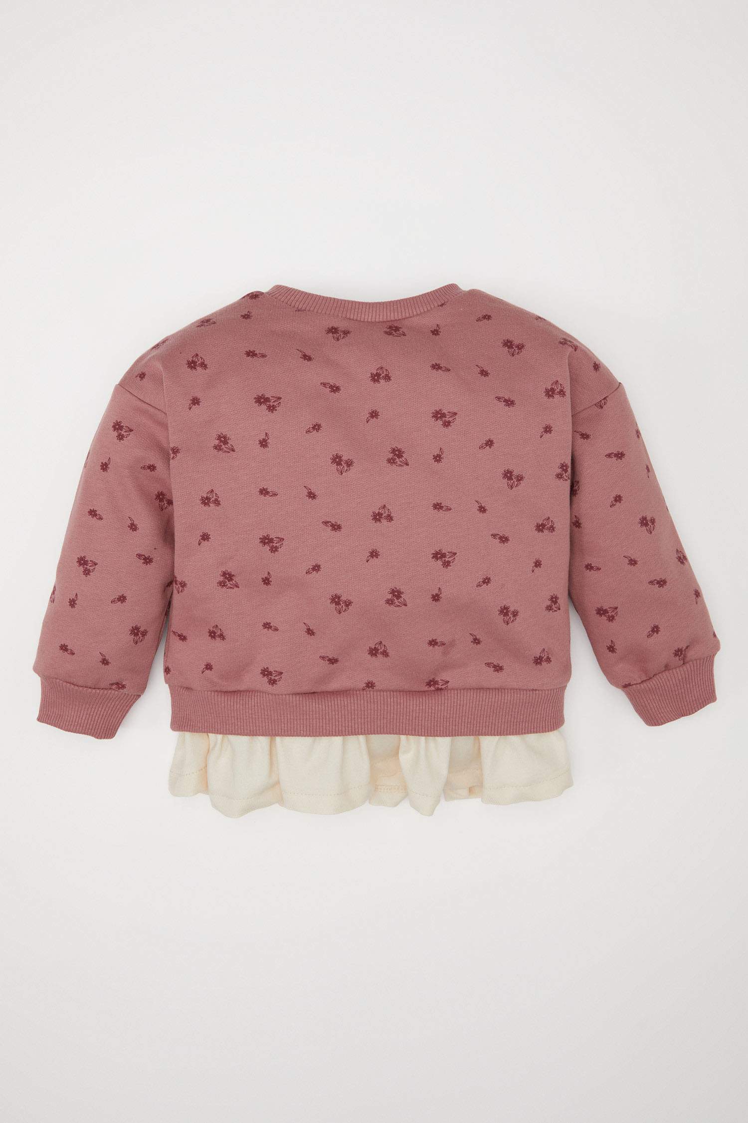 Sweatshirt à col rond avec motif fleuri pour bébé fille