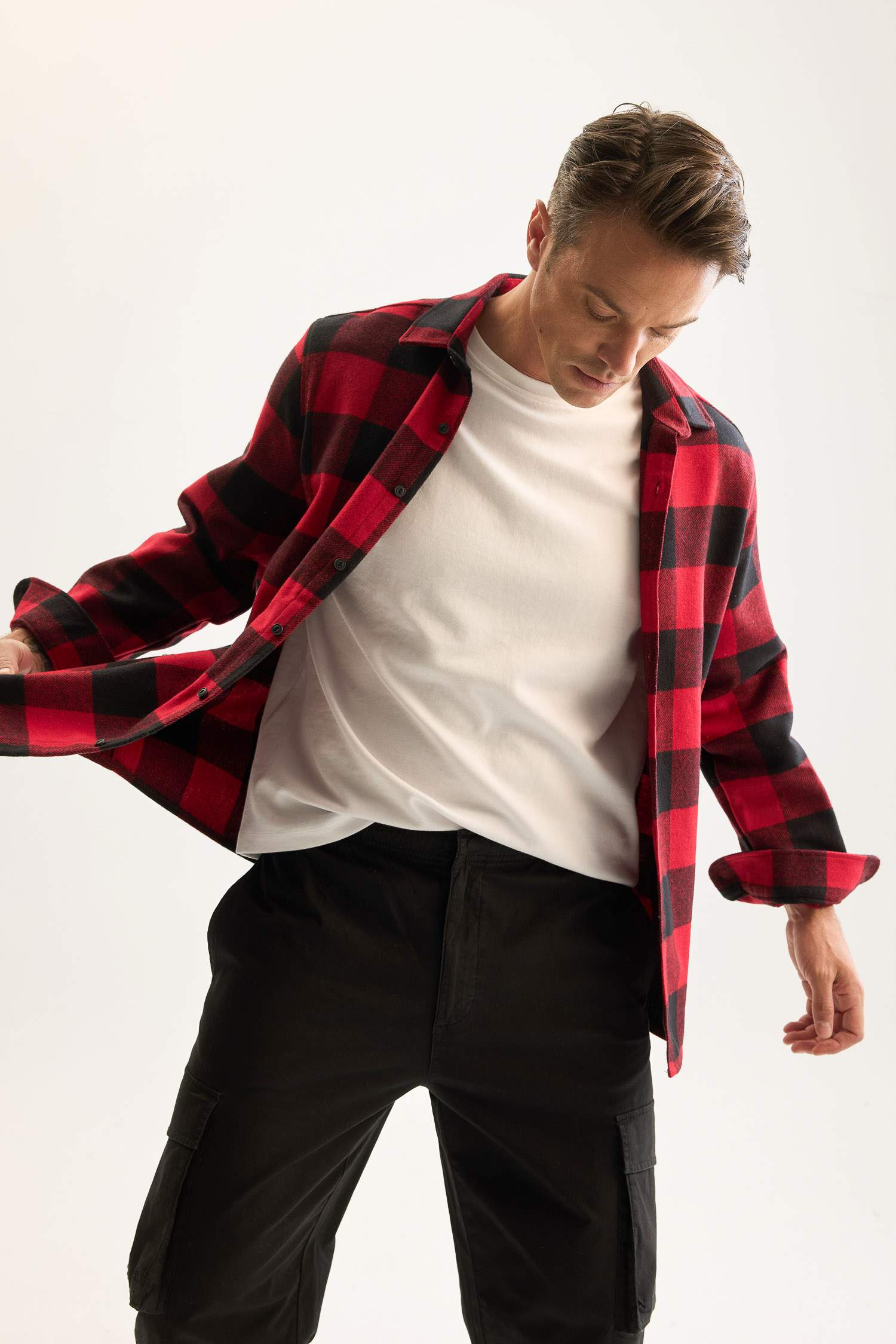 Regular Fit Polo Yaka Kareli Oduncu Flanel Uzun Kollu Gömlek