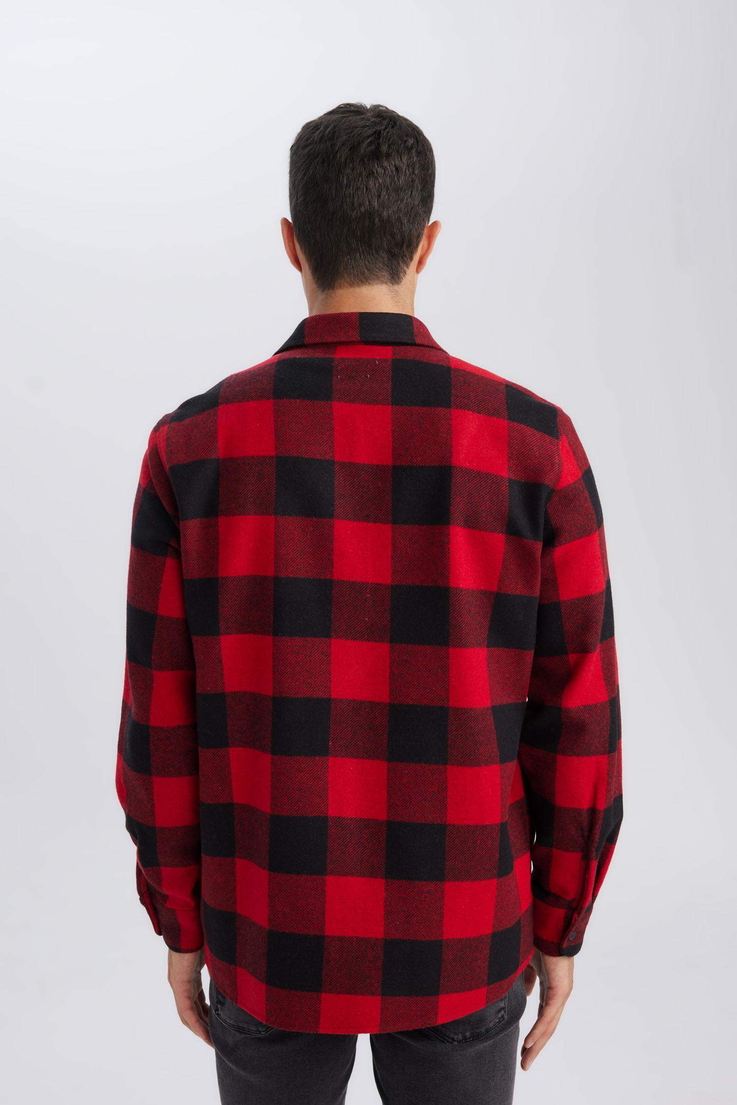 Regular Fit Polo Yaka Kareli Oduncu Flanel Uzun Kollu Gömlek