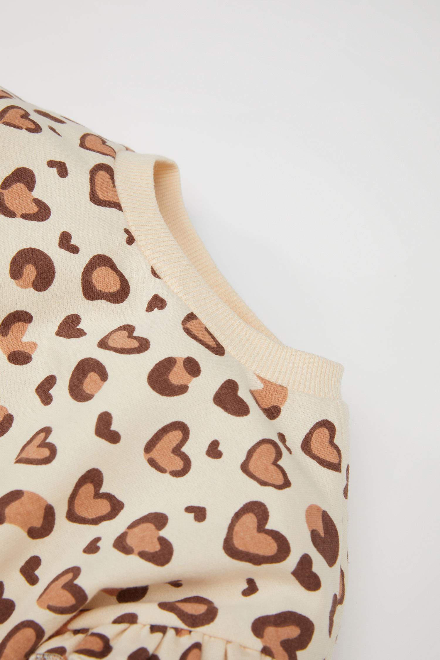 Baby Girl Crew Neck Leopard Patterned Inside Sweatshirt