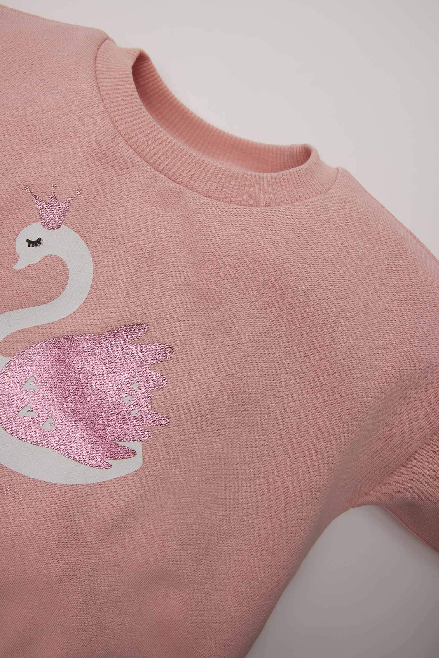 سويت شيرت بيبي بناتي قصة عادية ببطانة ناعمة زهري