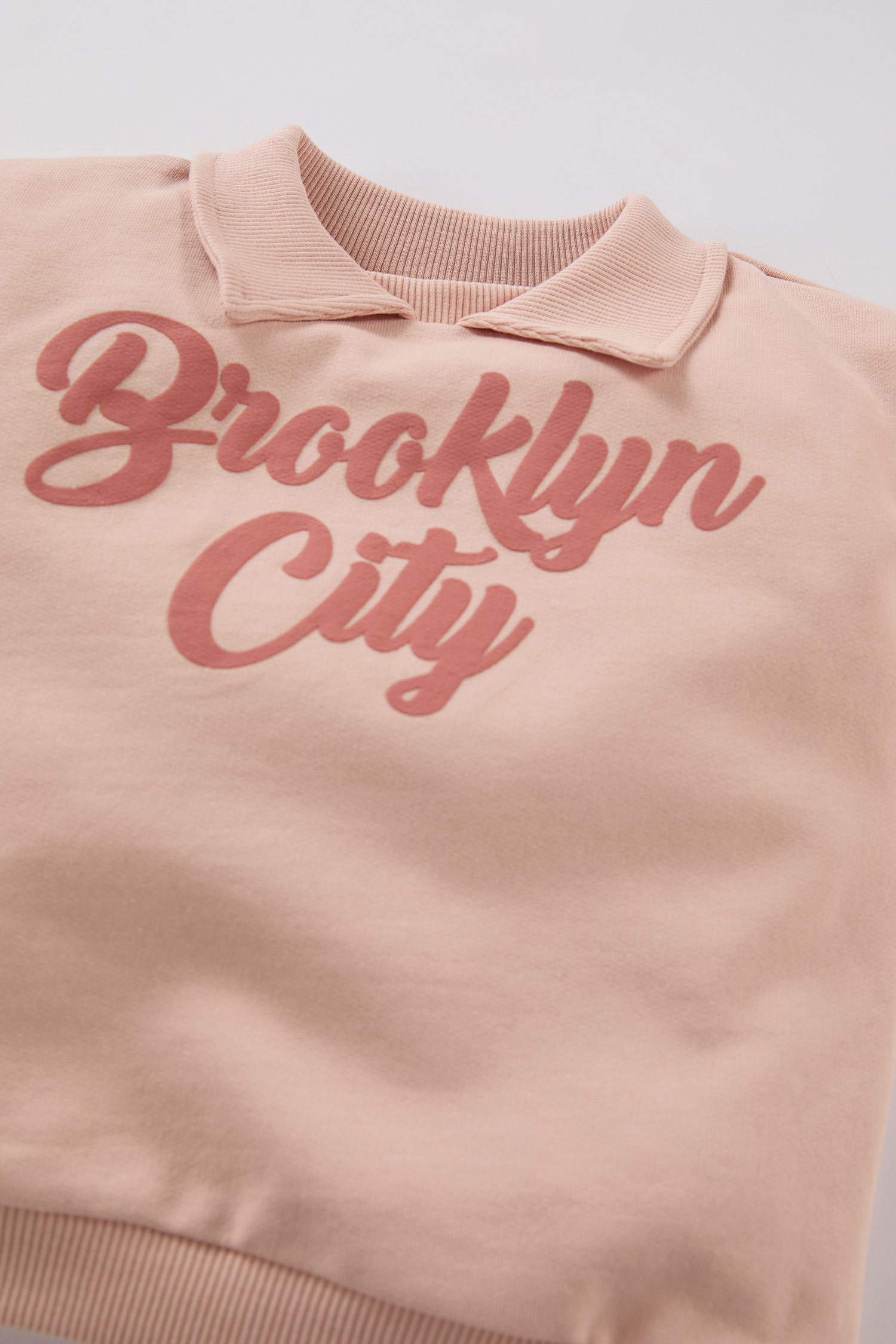 Kız Bebek Gömlek Yaka Baskılı İçi Yumuşak Tüylü Sweatshirt