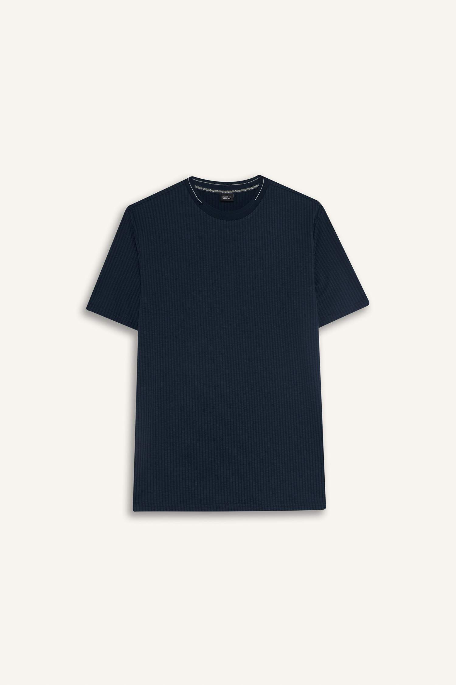 Slim Fit Crew Neck Crinkle Short Sleeve T-Shirt