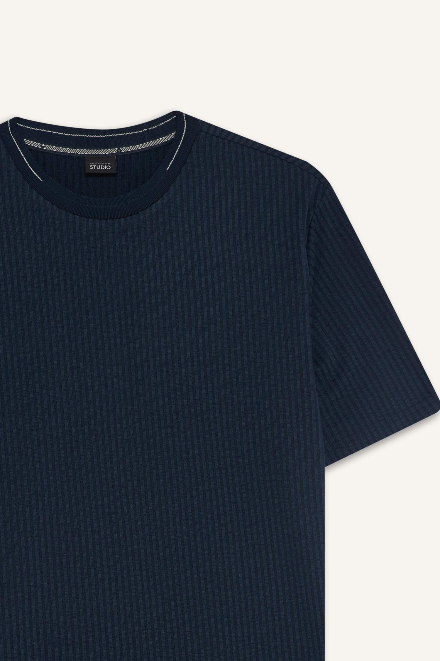 Slim Fit Crew Neck Crinkle Short Sleeve T-Shirt