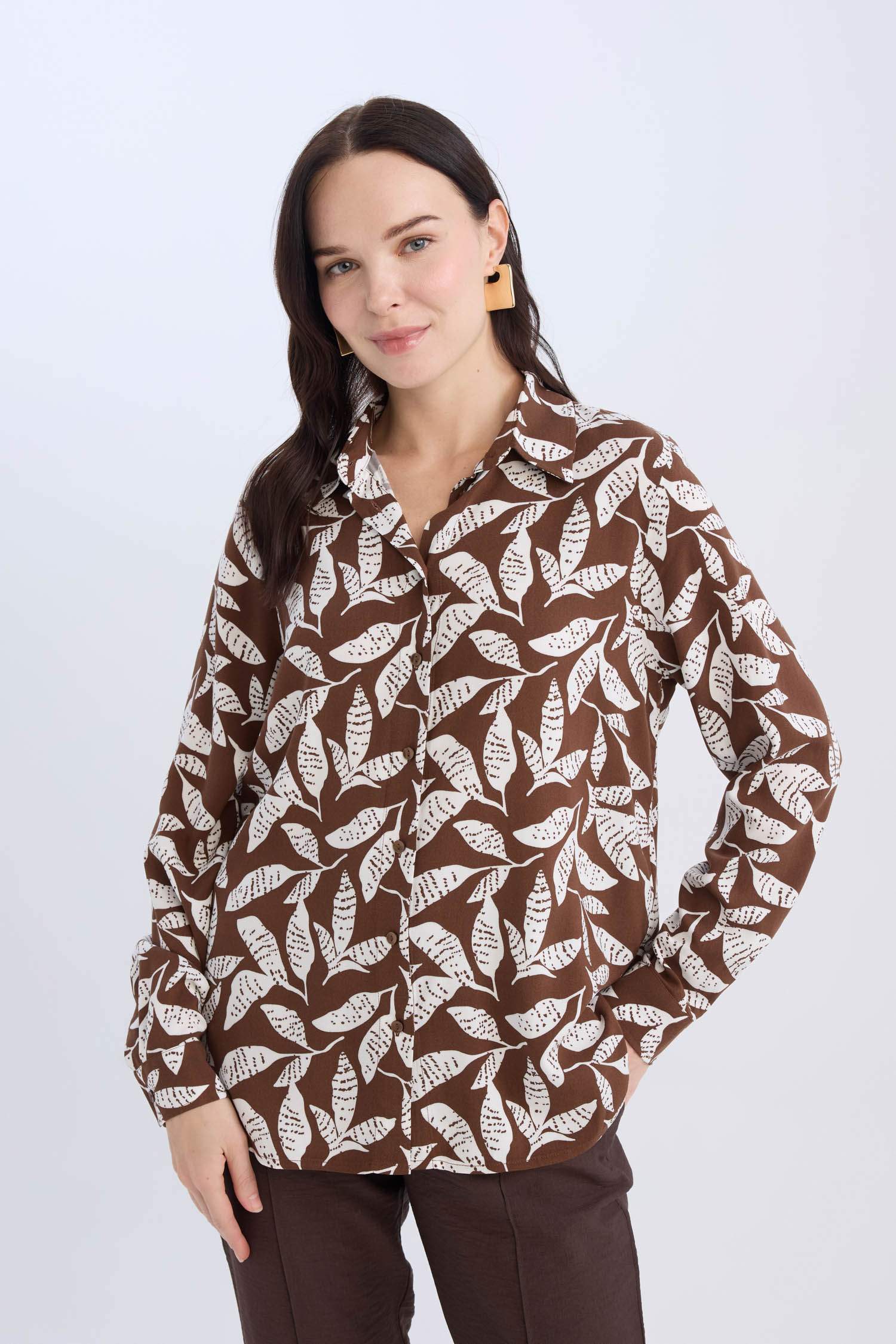 Regular Fit Desenli Uzun Kollu Gömlek