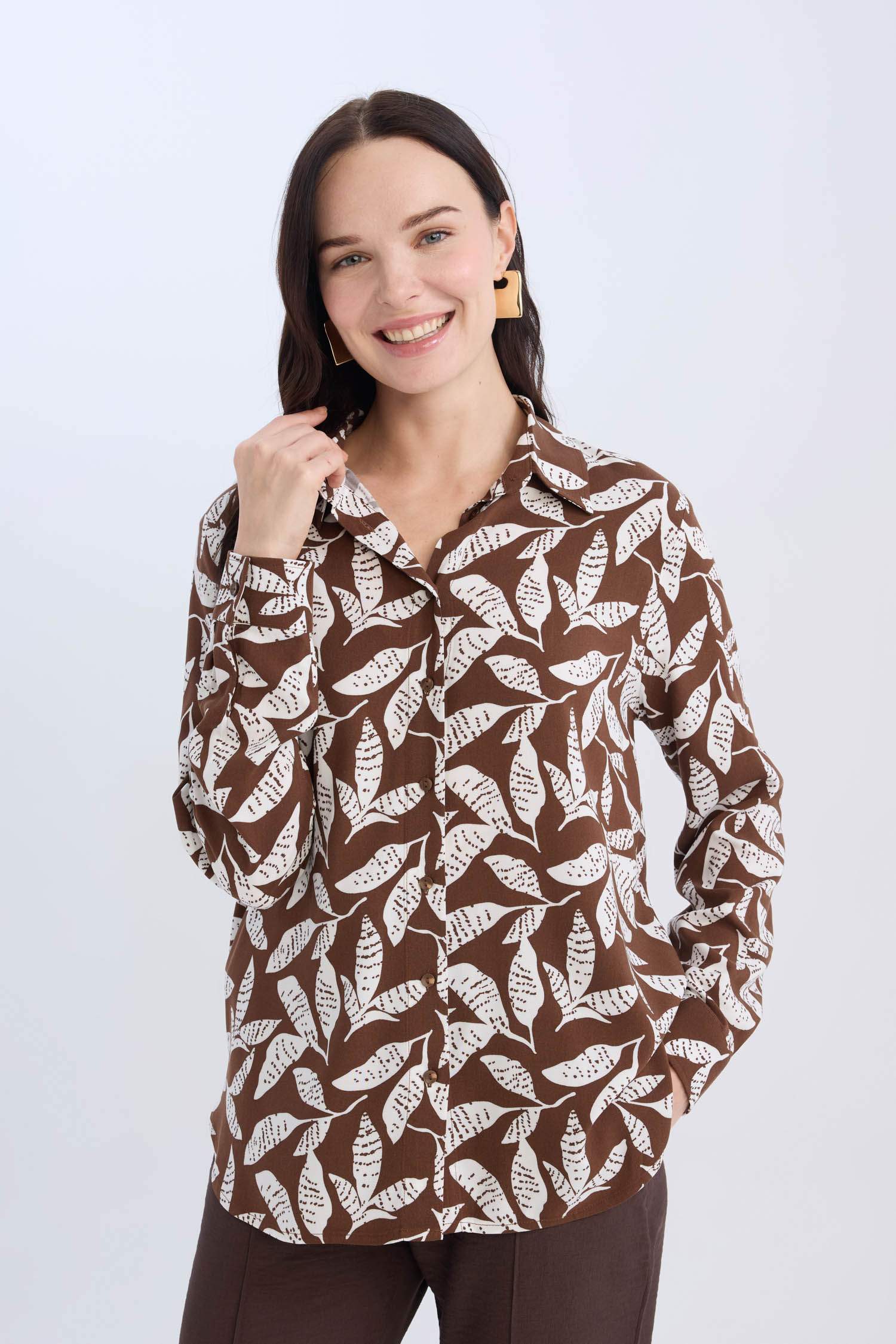 Regular Fit Desenli Uzun Kollu Gömlek