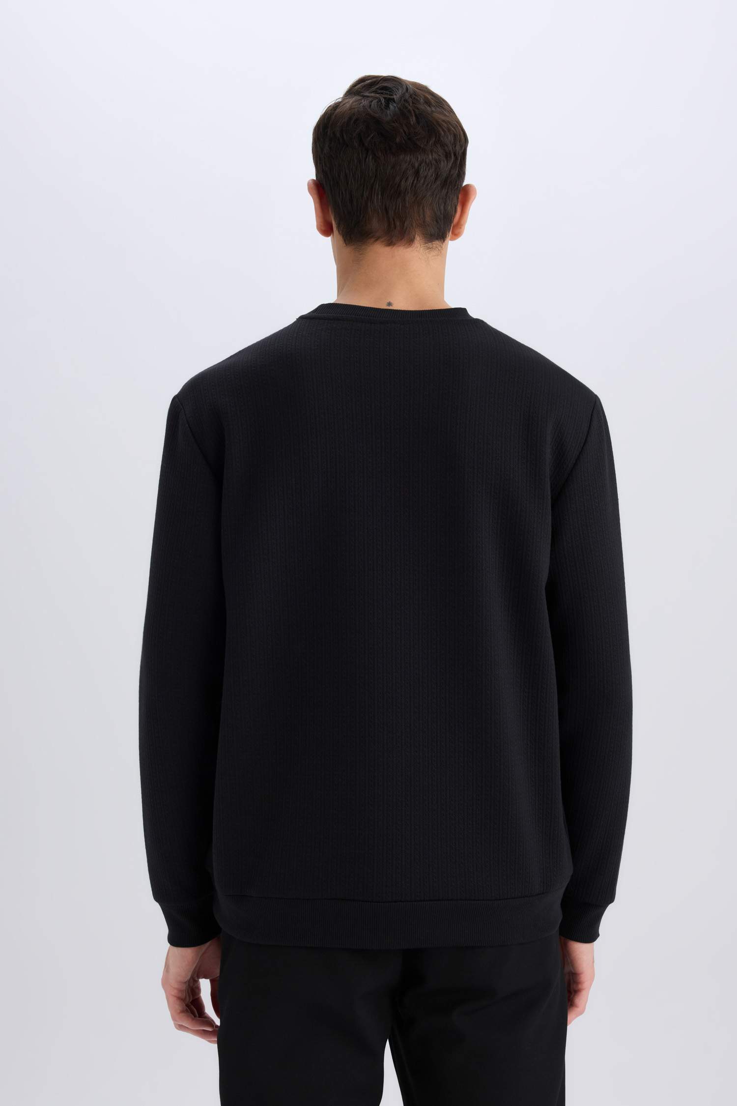 Regular Fit Bisiklet Yaka Basic Düz Sweatshirt