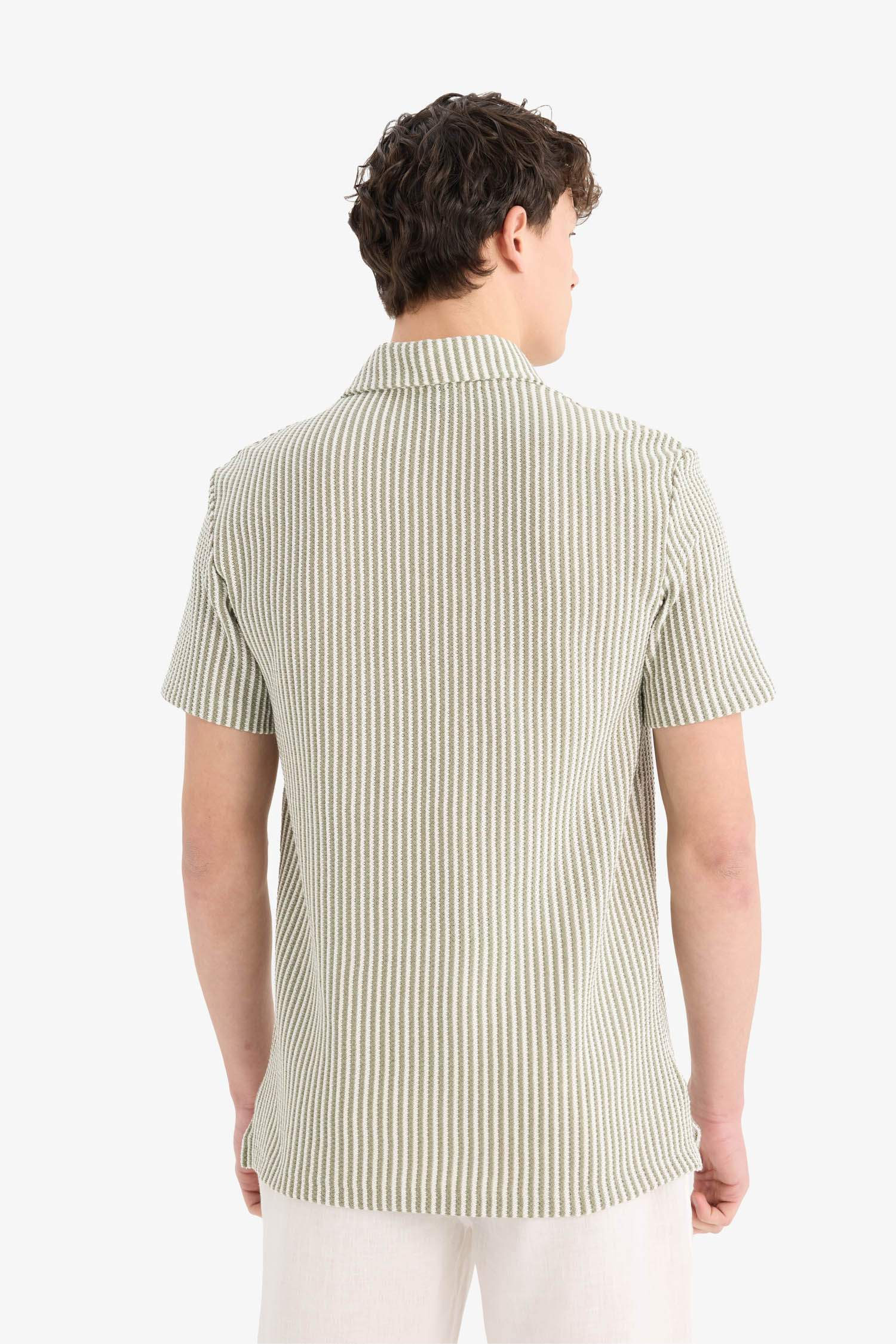 Regular Fit Polo Yaka Çizgili Kısa Kollu Tişört