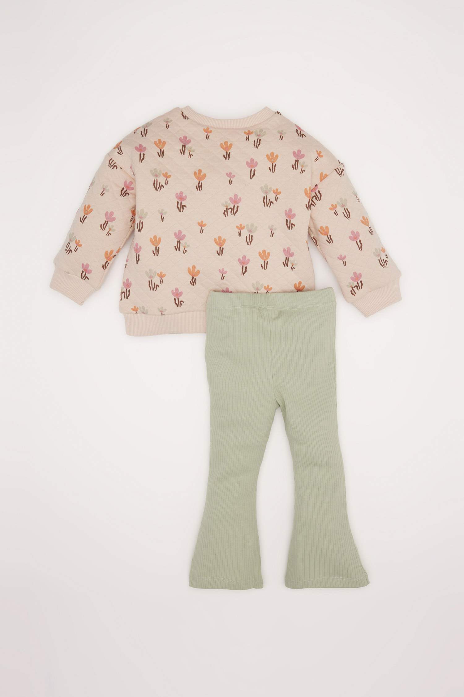 Ensemble Sweatshirt fleuri à col rondet leggings évasés pout bébé fille