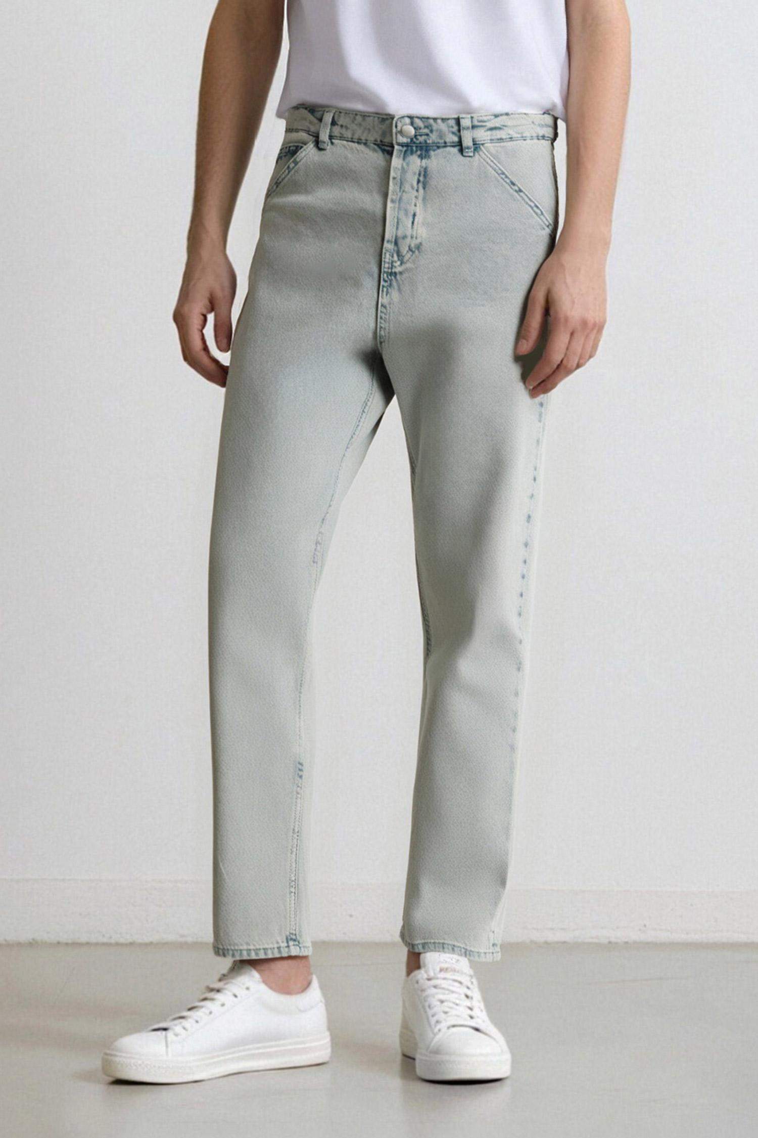 %100 Pamuk Baggy Fit Geniş Kalıp Normal Bel Geniş Paça Yıkamalı Jean Pantolon