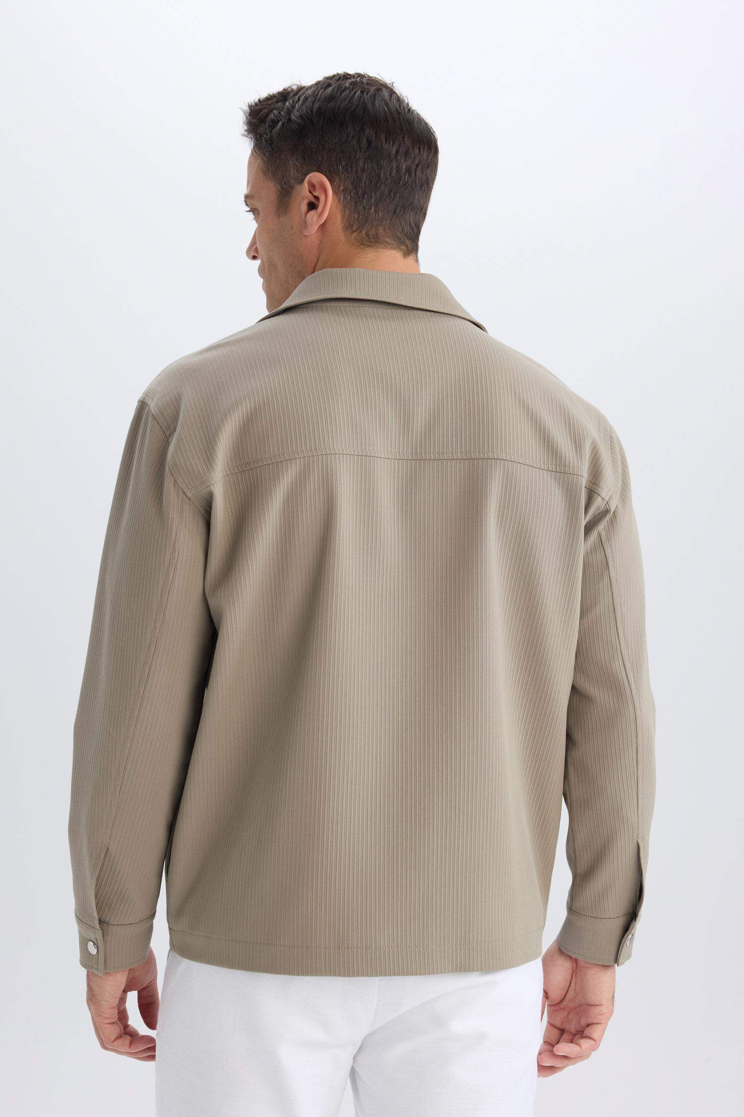 Relax Fit Polo Yaka Çıtçıtlı Cepli Gömlek Ceket