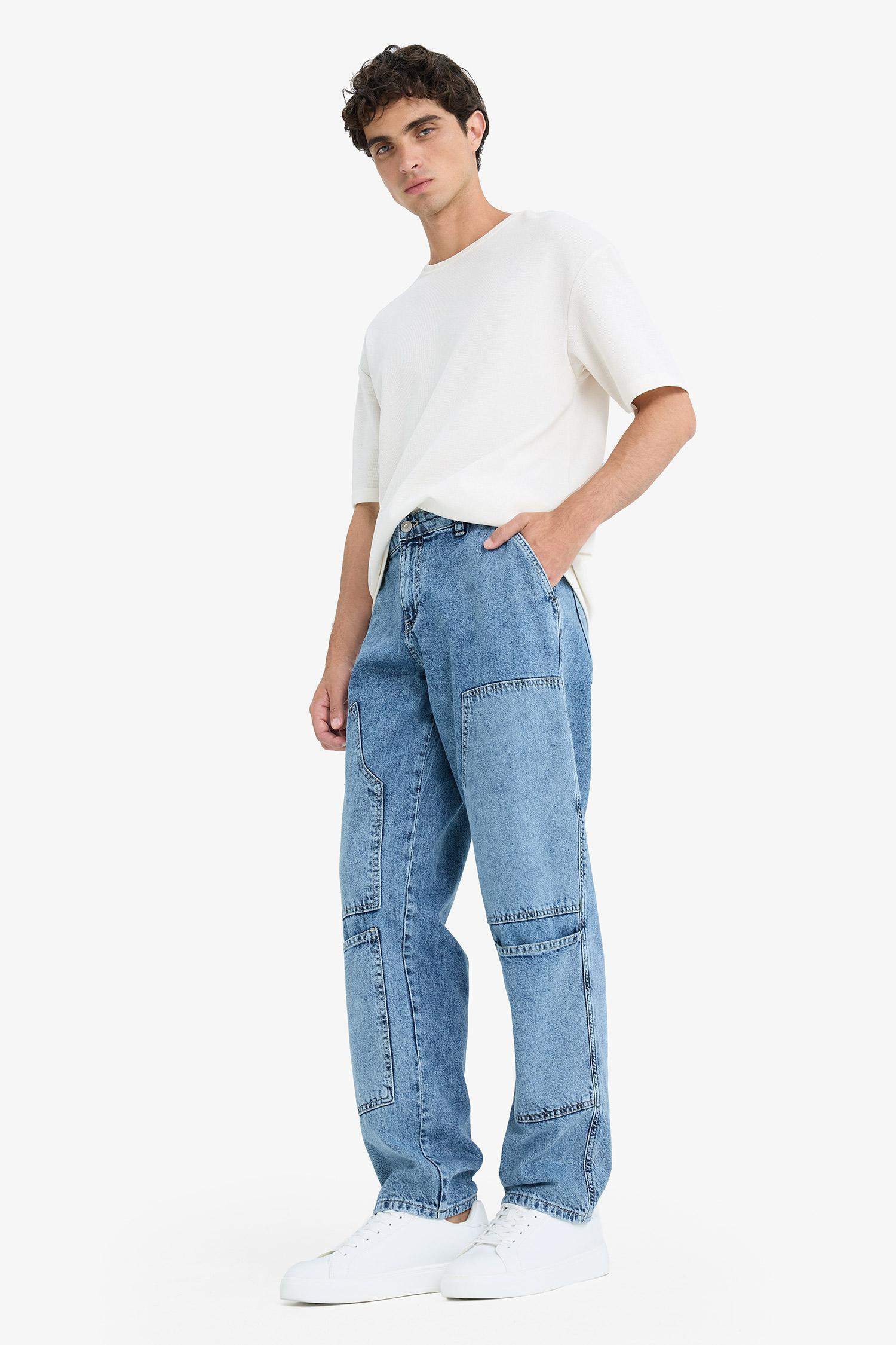 %100 Pamuk Relax Fit Rahat Kesim Düz Paça Jean Pantolon